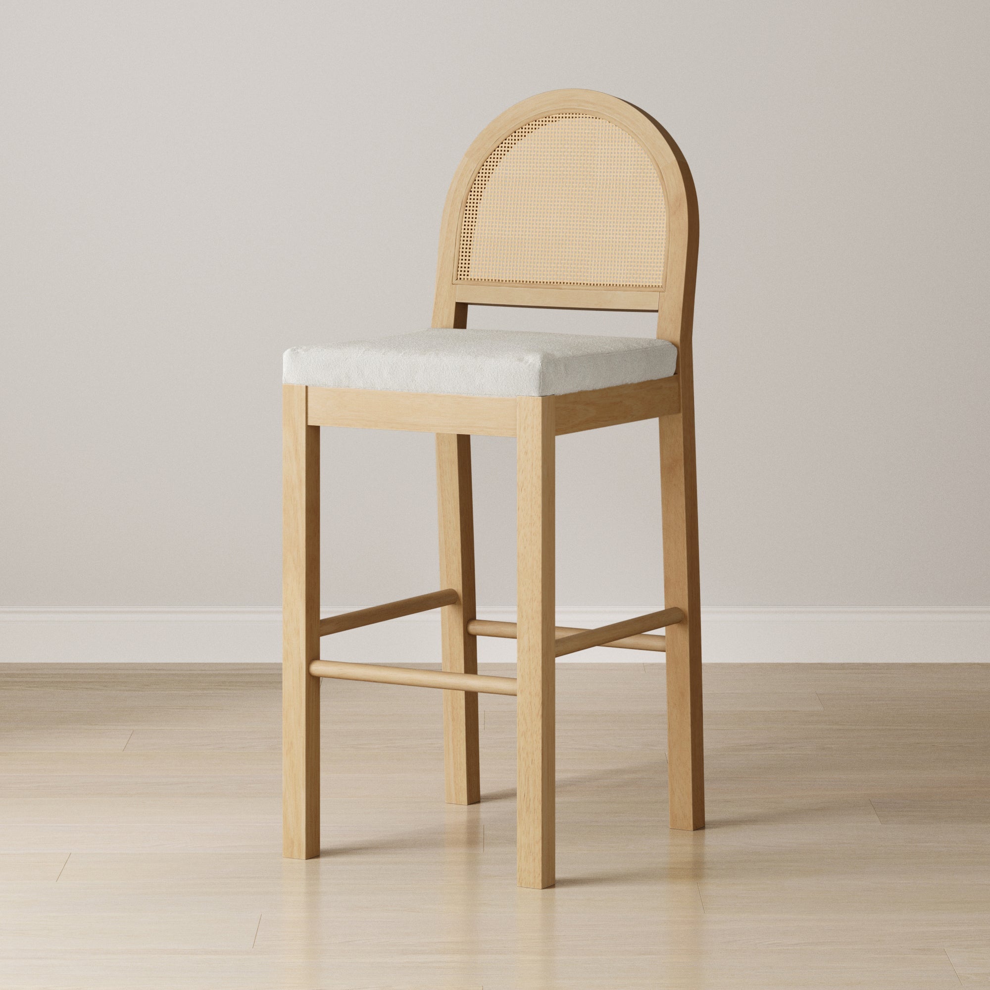 Boucle & Rattan Bar Stool Warm Pine