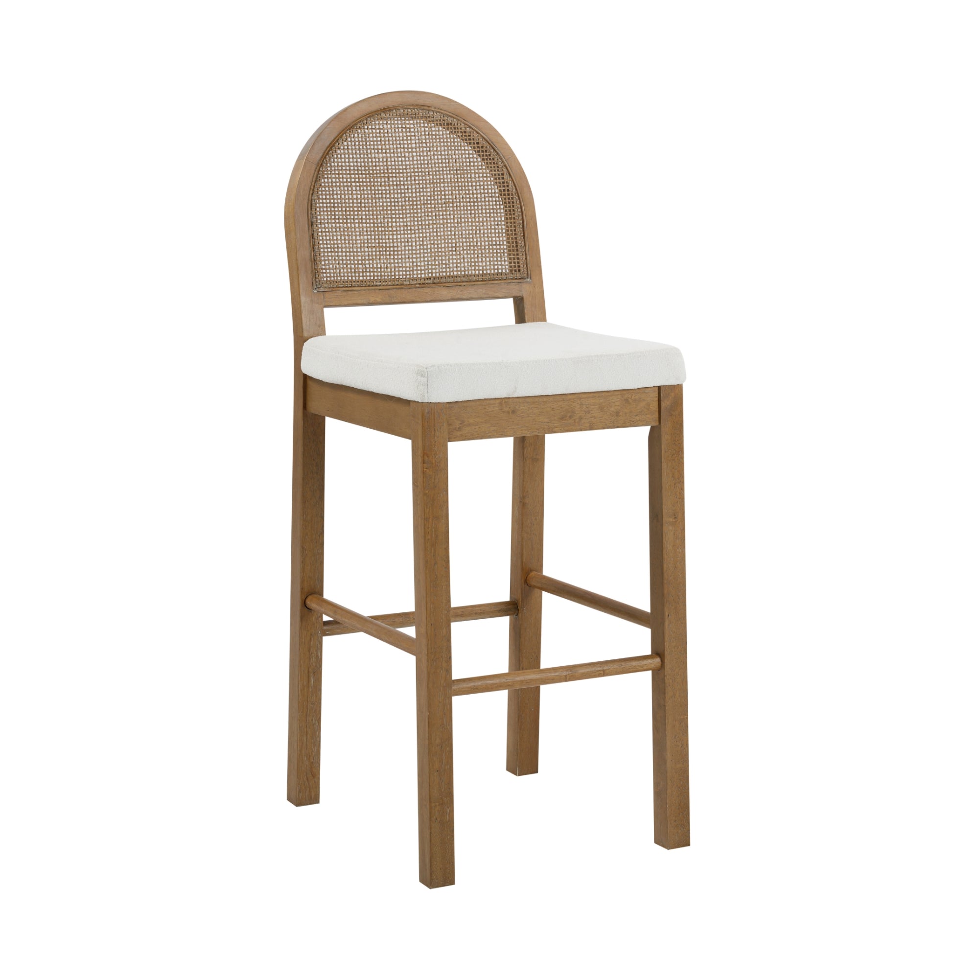Boucle & Rattan Counter Height Bar Stool - Thumbnail 2