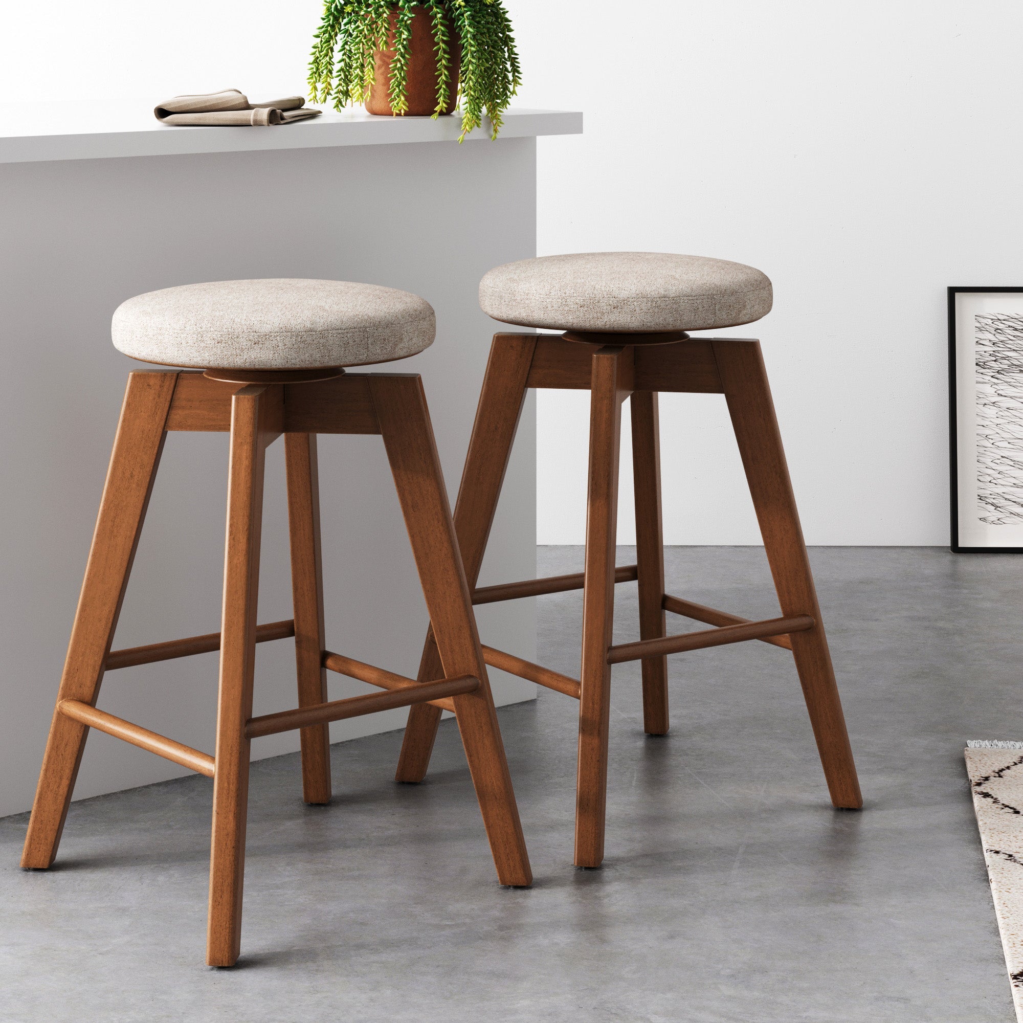 Amalia Backless Antique Coffee Bar Stool Set of 2 | Nathan James