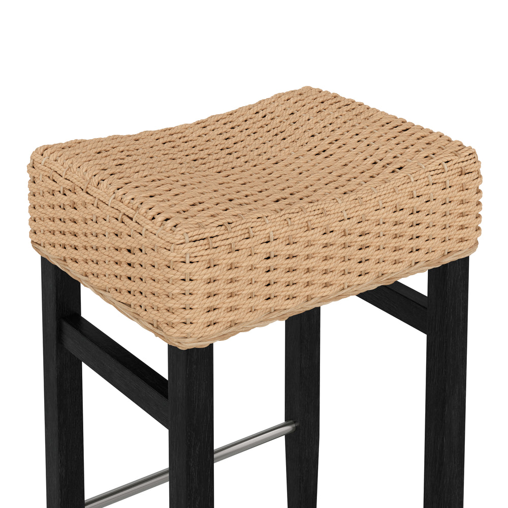 Harvey Rattan Counter Height Bar Stool Black Set of 3 | Nathan James
