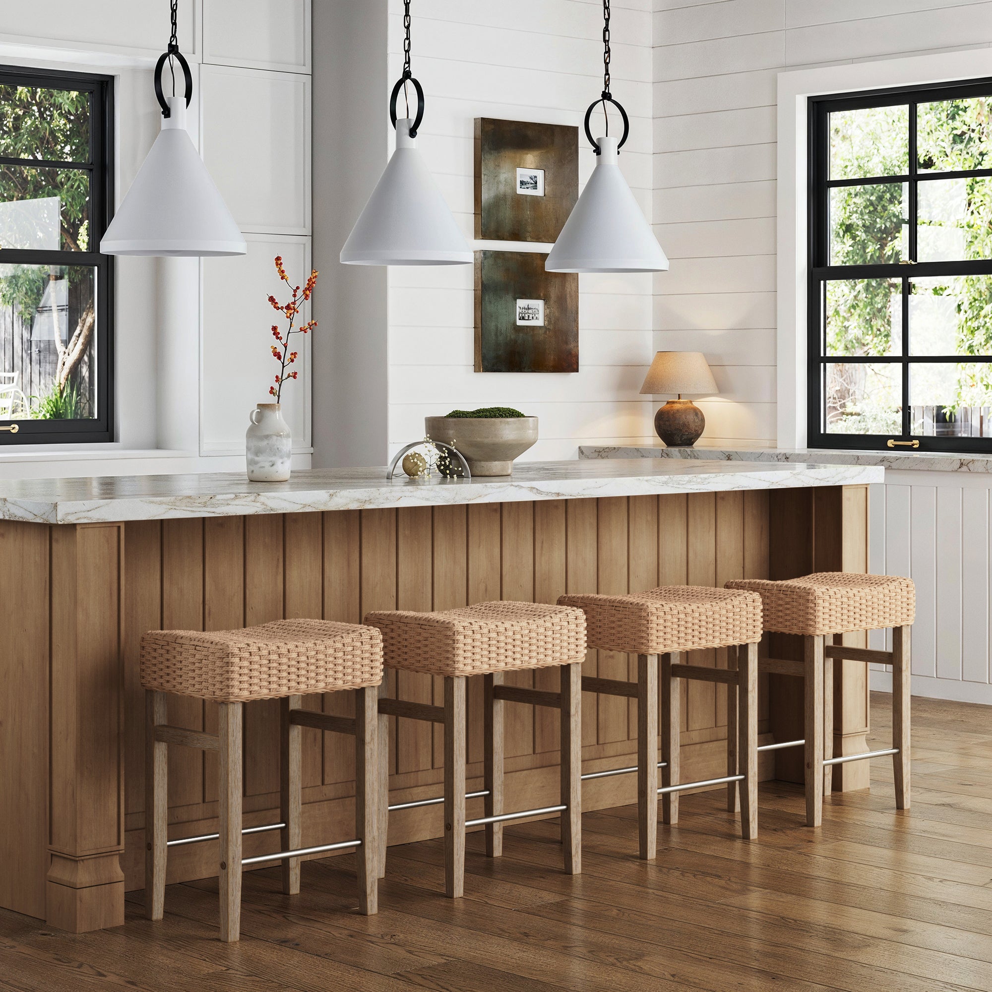 Seagrass Counter Height Bar Stools Brown (Set of 4) - Nathan James