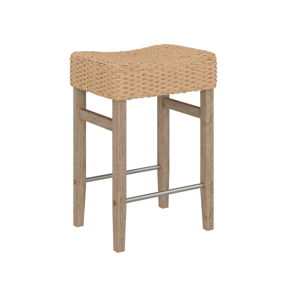 Set di sgabelli da bar e isola in metallo con seduta in rattan 65 cm NEMA