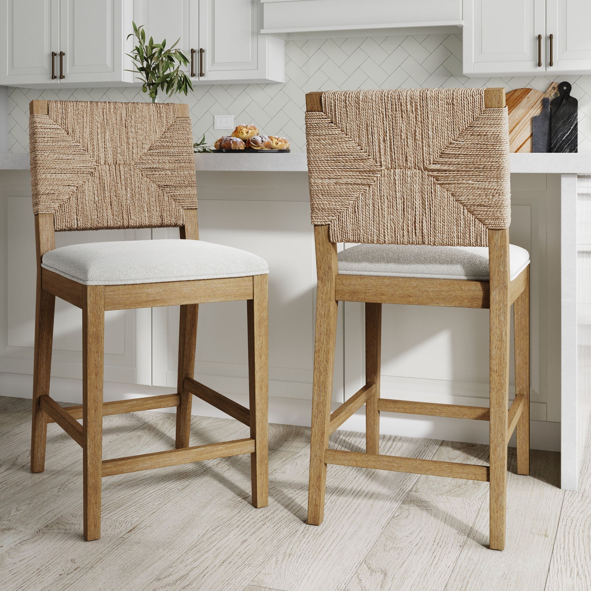 Seagrass Counter Stools Light Brown (Set of 2)