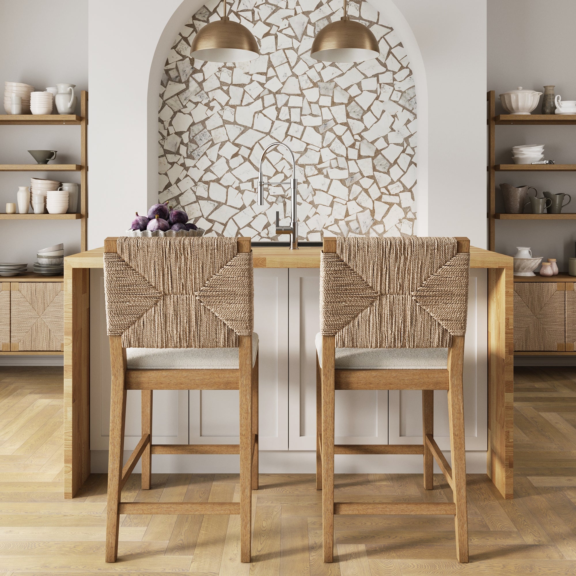 Seagrass Counter Stools Light Brown (Set of 2)