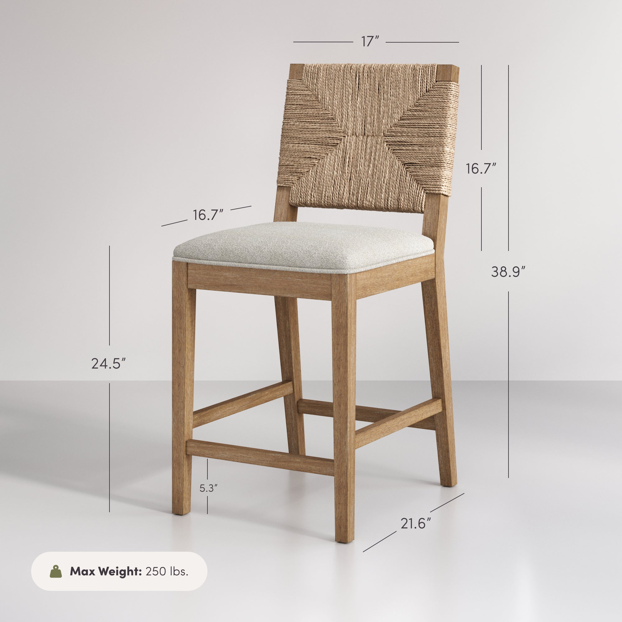 Beacon Bohemian Counter Height Bar Stool with Back | Nathan James