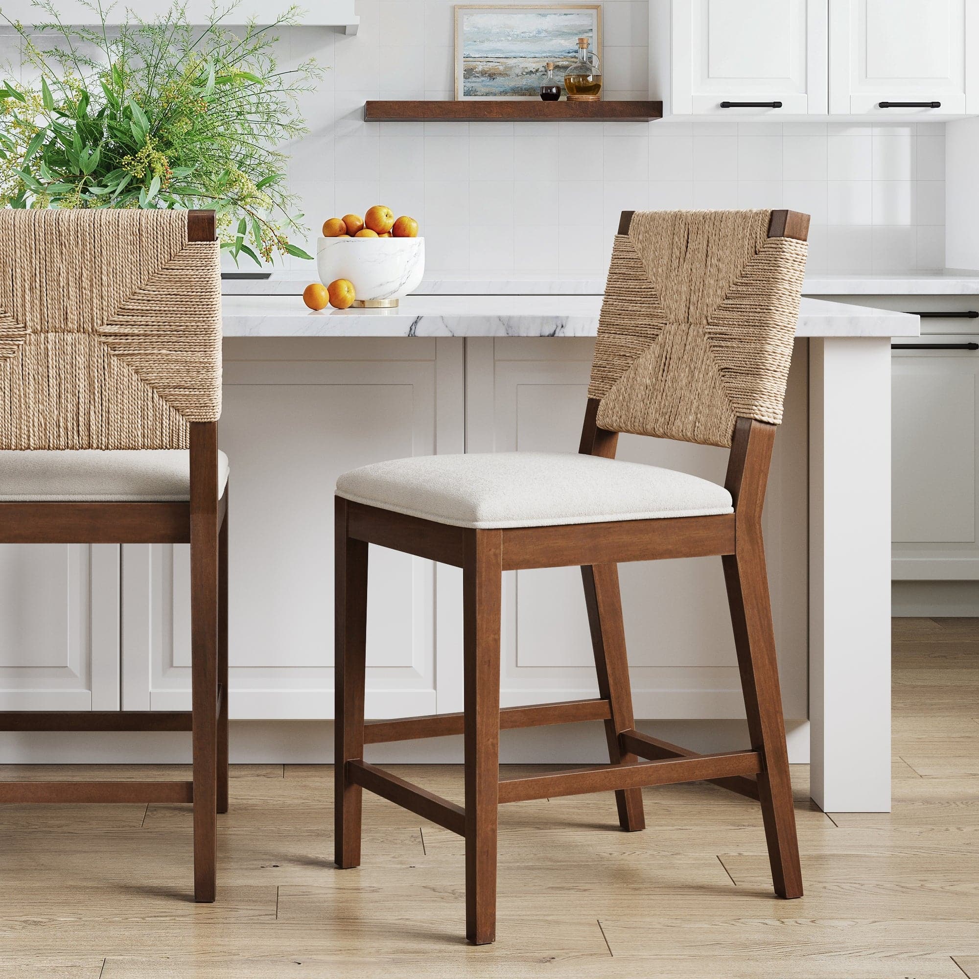 Beacon Boucle Seagrass Counter Stool Dark Brown Nathan James