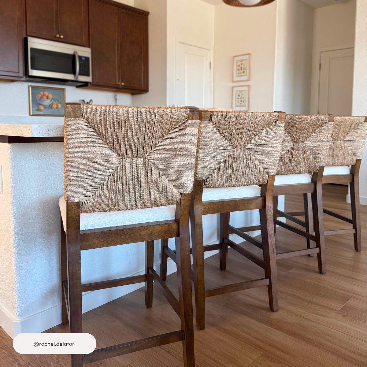 Beacon Boucle & Seagrass Counter Stool Dark Brown | Nathan James