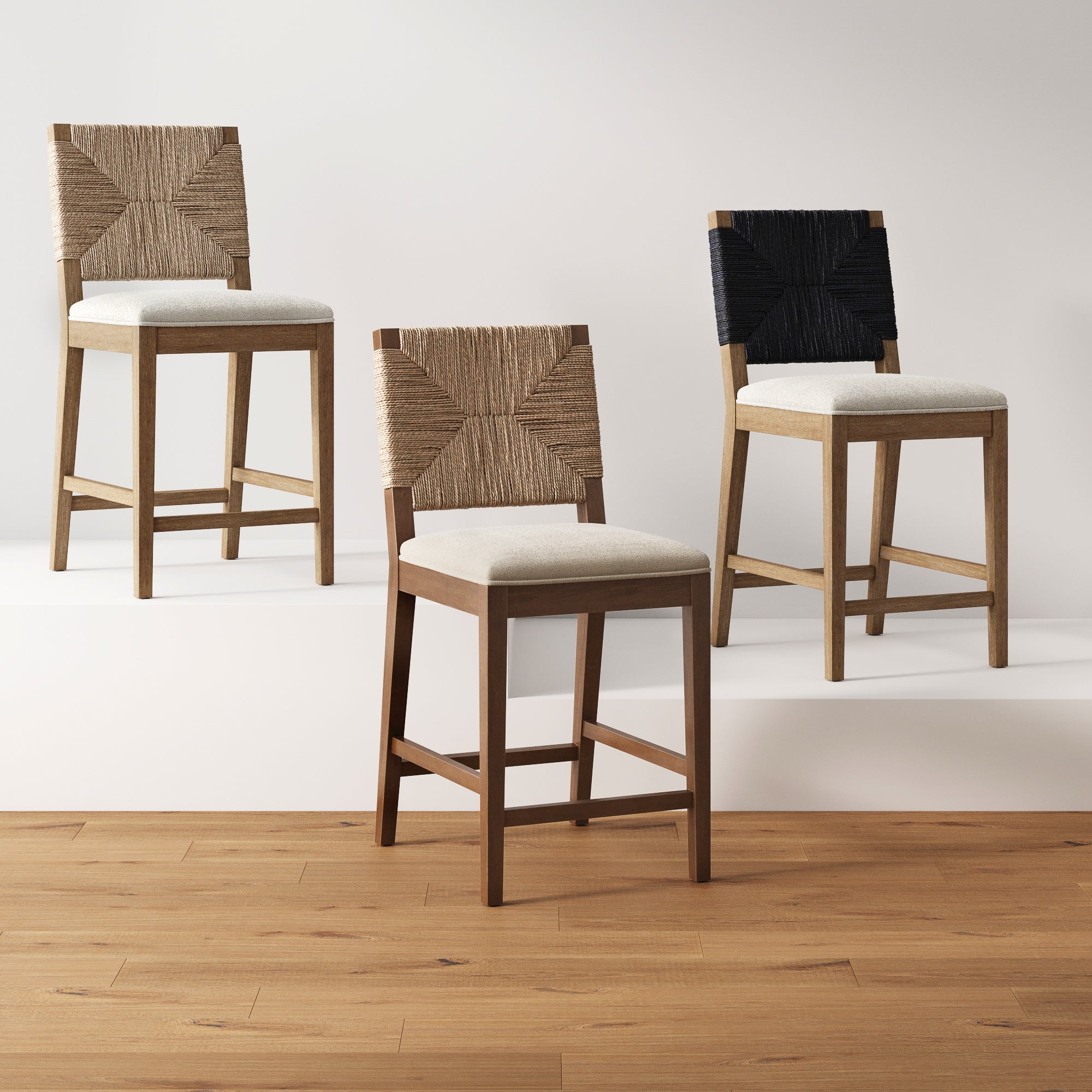 Boucle & Seagrass Bar Stool