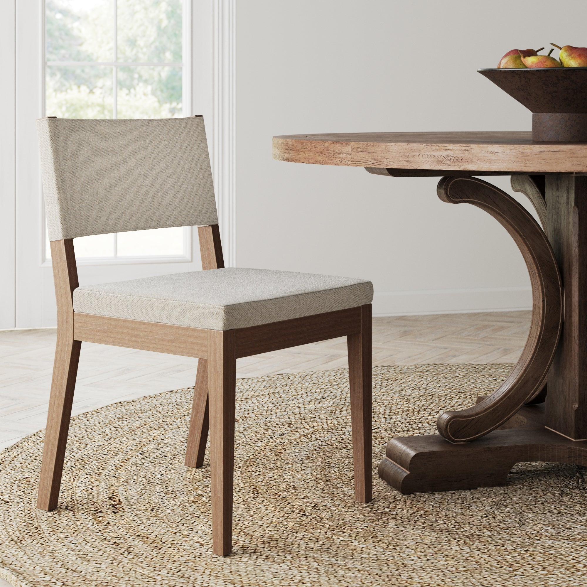 Upholstered wood 2024 dining chairs