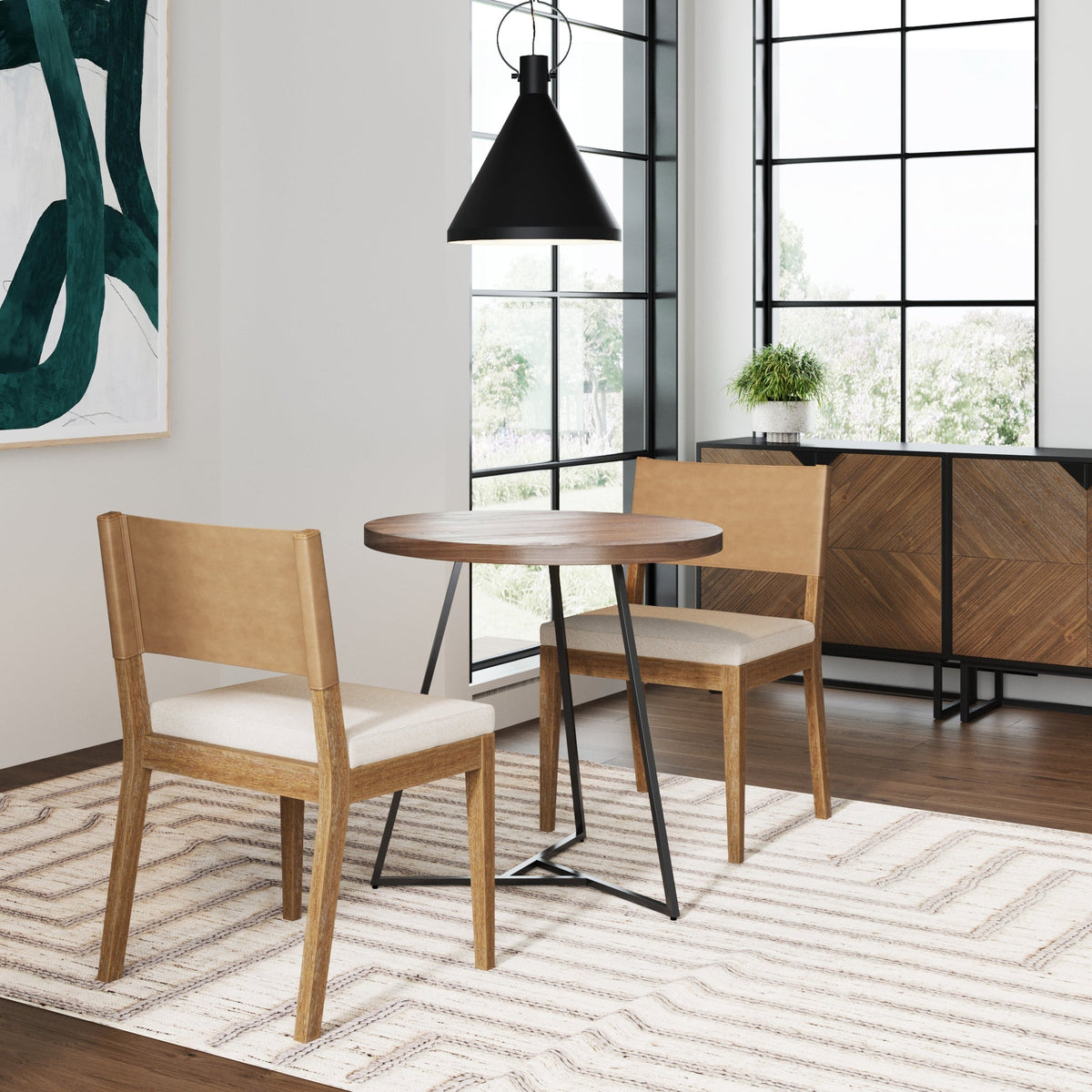 Linus Wood & Faux Leather Set of 2 Dining Chairs | Nathan James