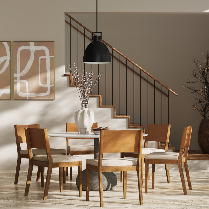 Linus Wood & Faux Leather Set of 6 Dining Chairs | Nathan James