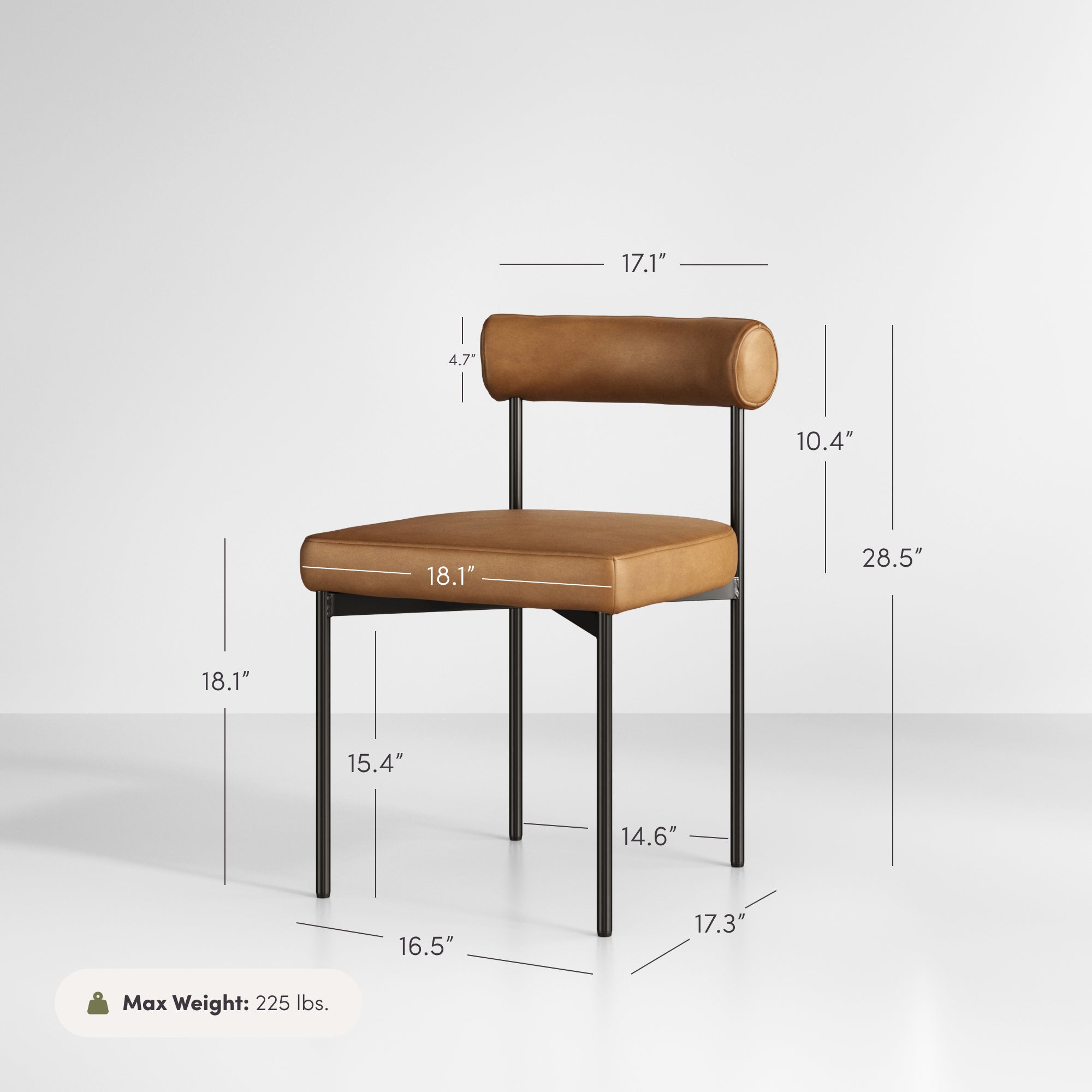 Dahlia Modern Brown Vegan Leather Dining Room Chair | Nathan James
