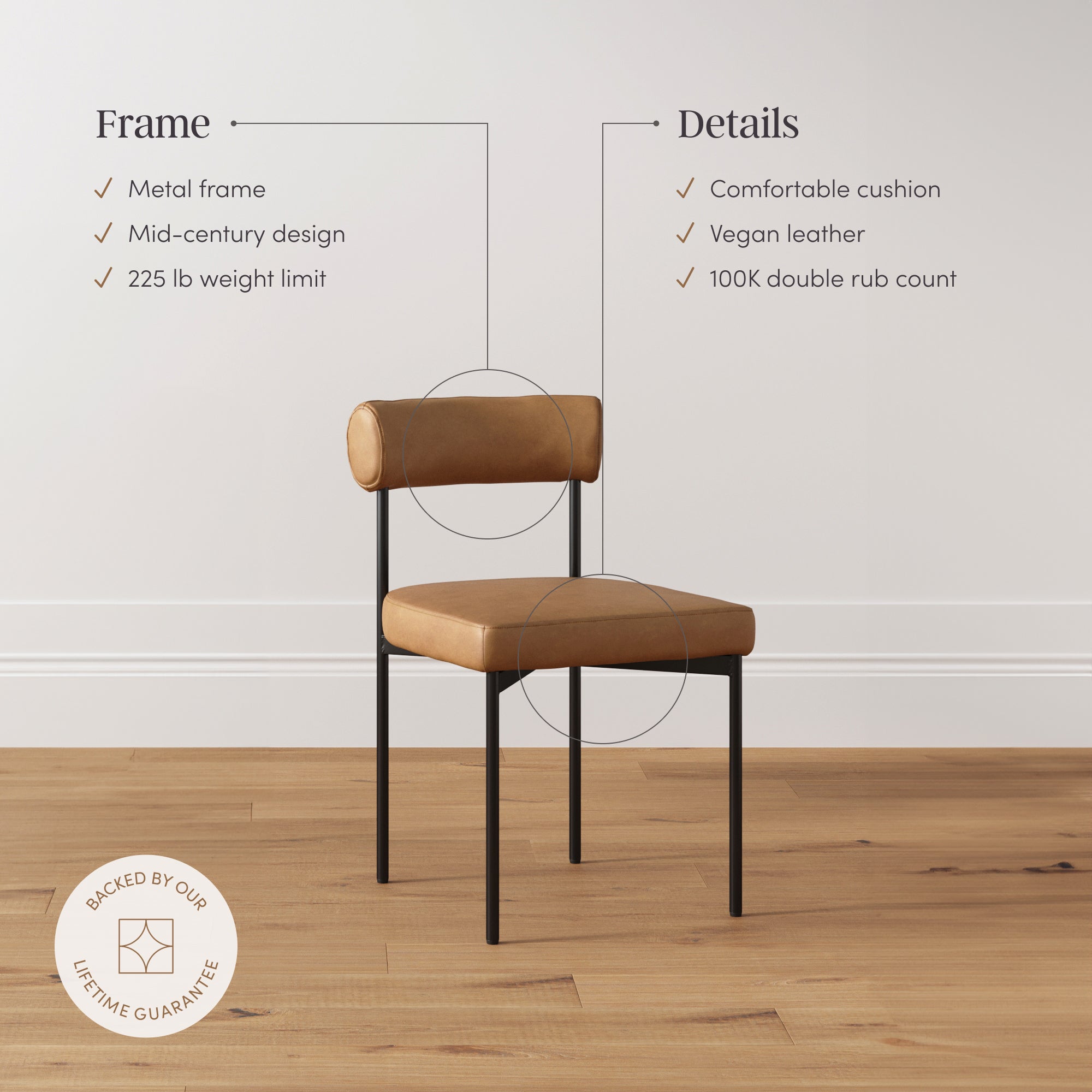 Dahlia Modern Brown Vegan Leather Dining Room Chair | Nathan James
