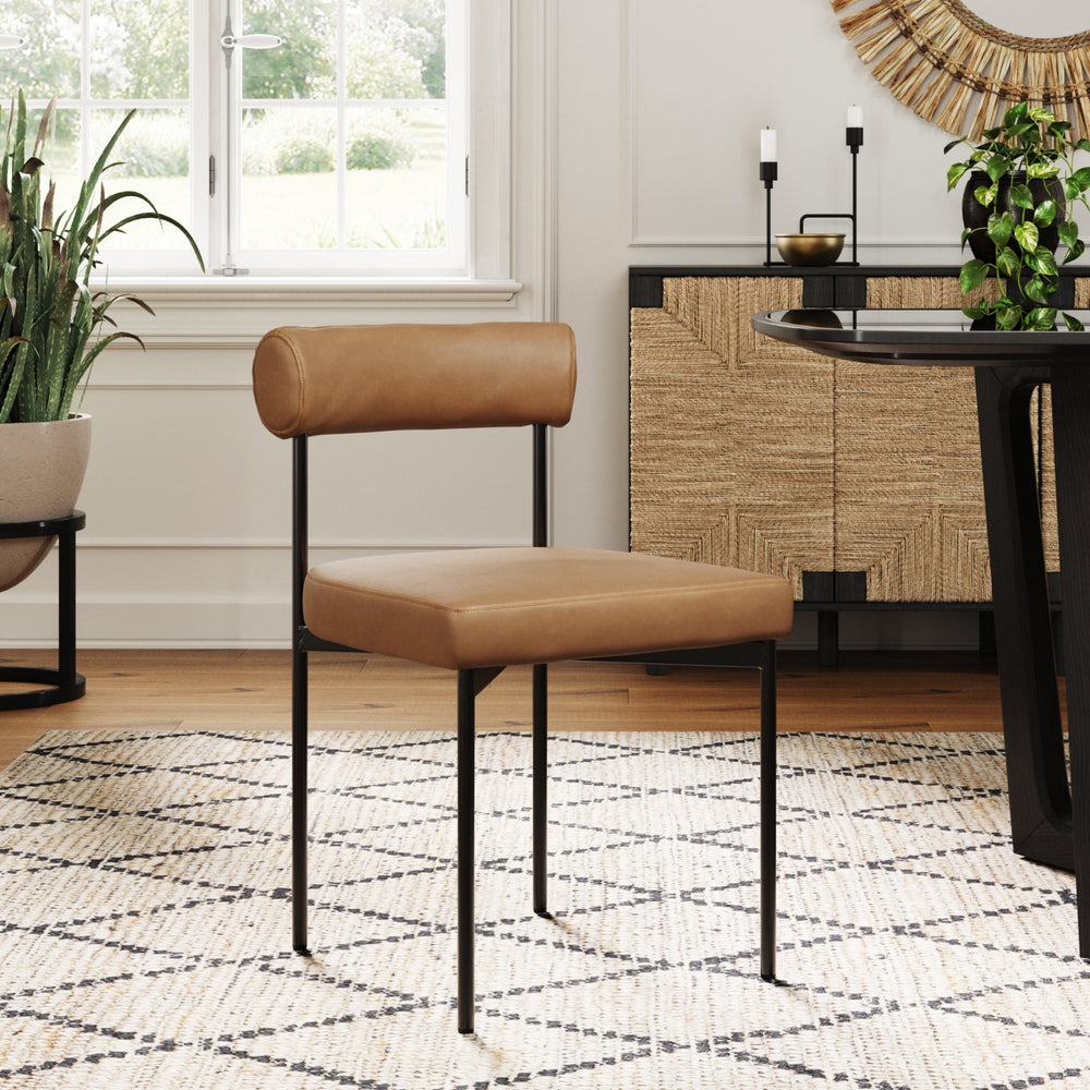 Dahlia Modern Brown Vegan Leather Dining Room Chair | Nathan James