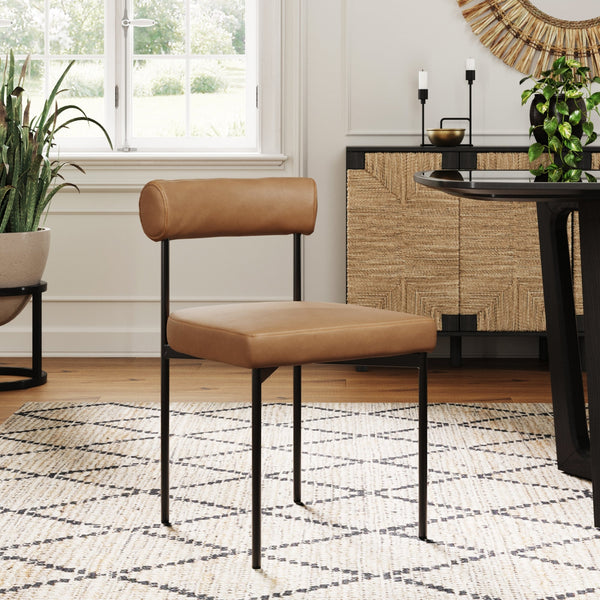 Dahlia Modern Brown Vegan Leather Dining Room Chair | Nathan James