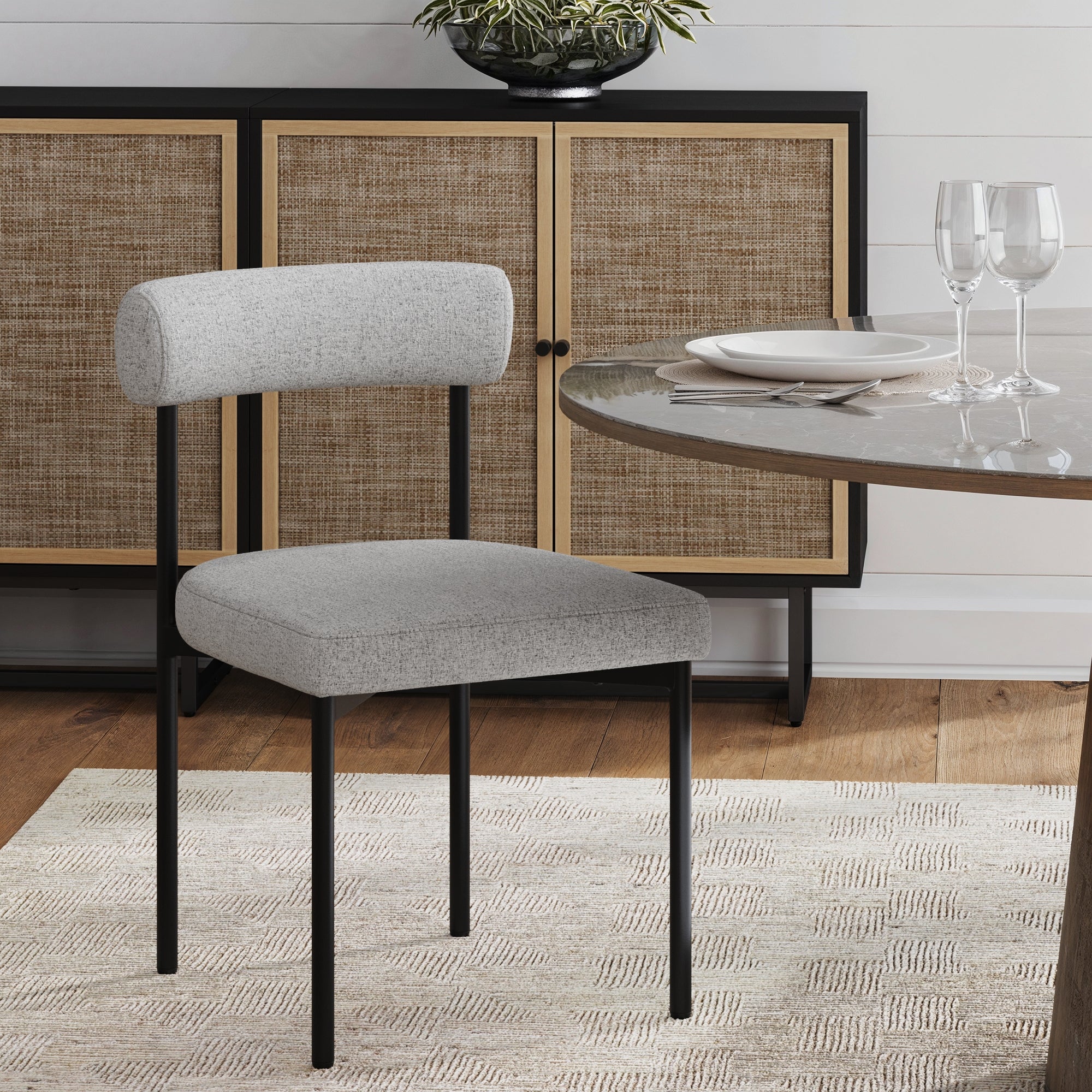 Metal Upholstered Modern Dining Chair Gray Dahlia Nathan James