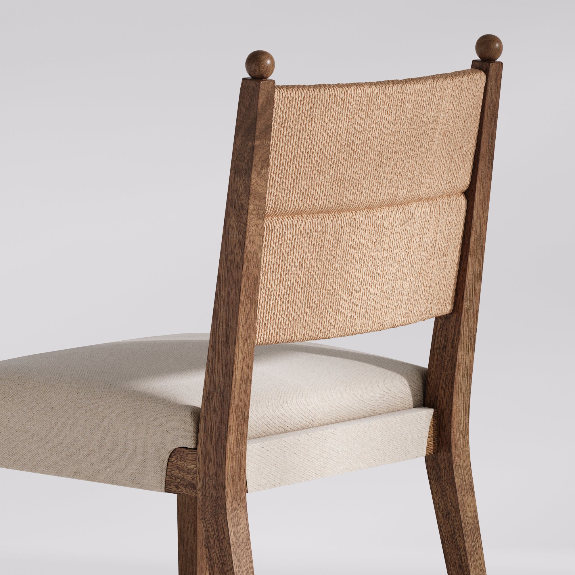 Modern Seagrass Dining Chair Upholstered Flax Dark Brown (Set of 4) - Nathan James