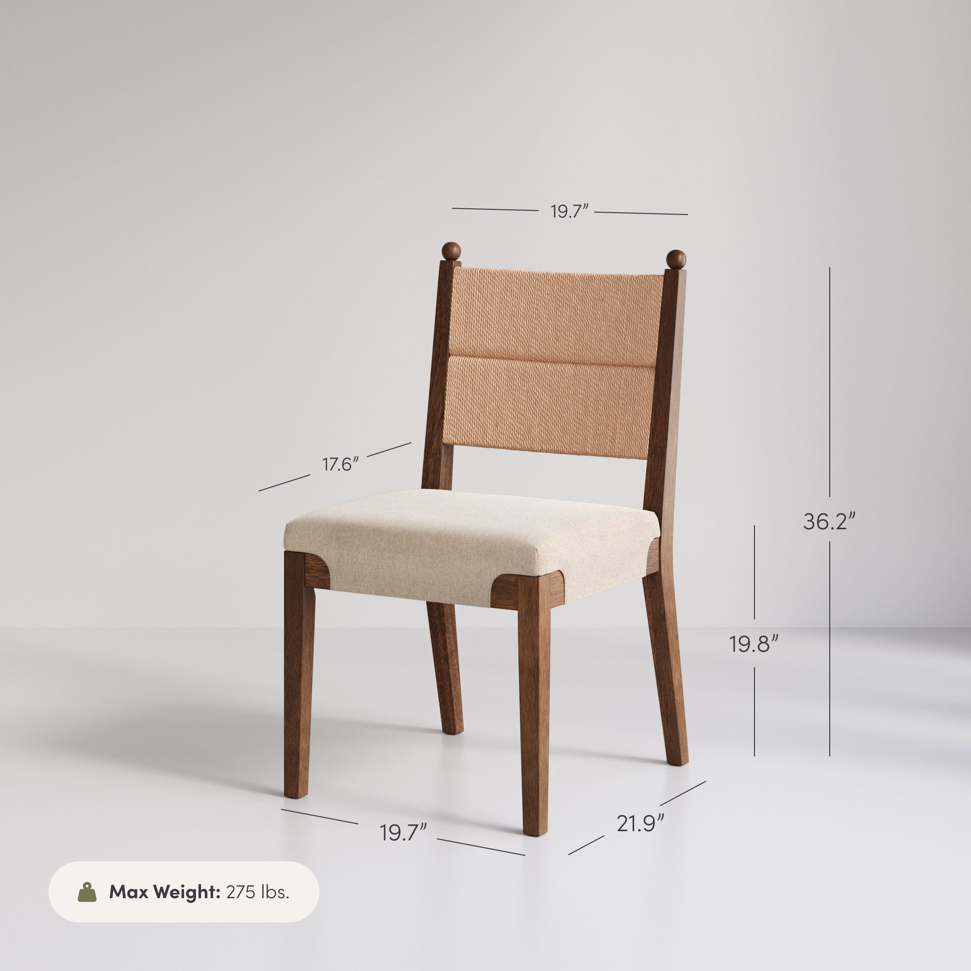 Modern Seagrass Dining Chair Upholstered Flax Dark Brown (Set of 4) - Nathan James