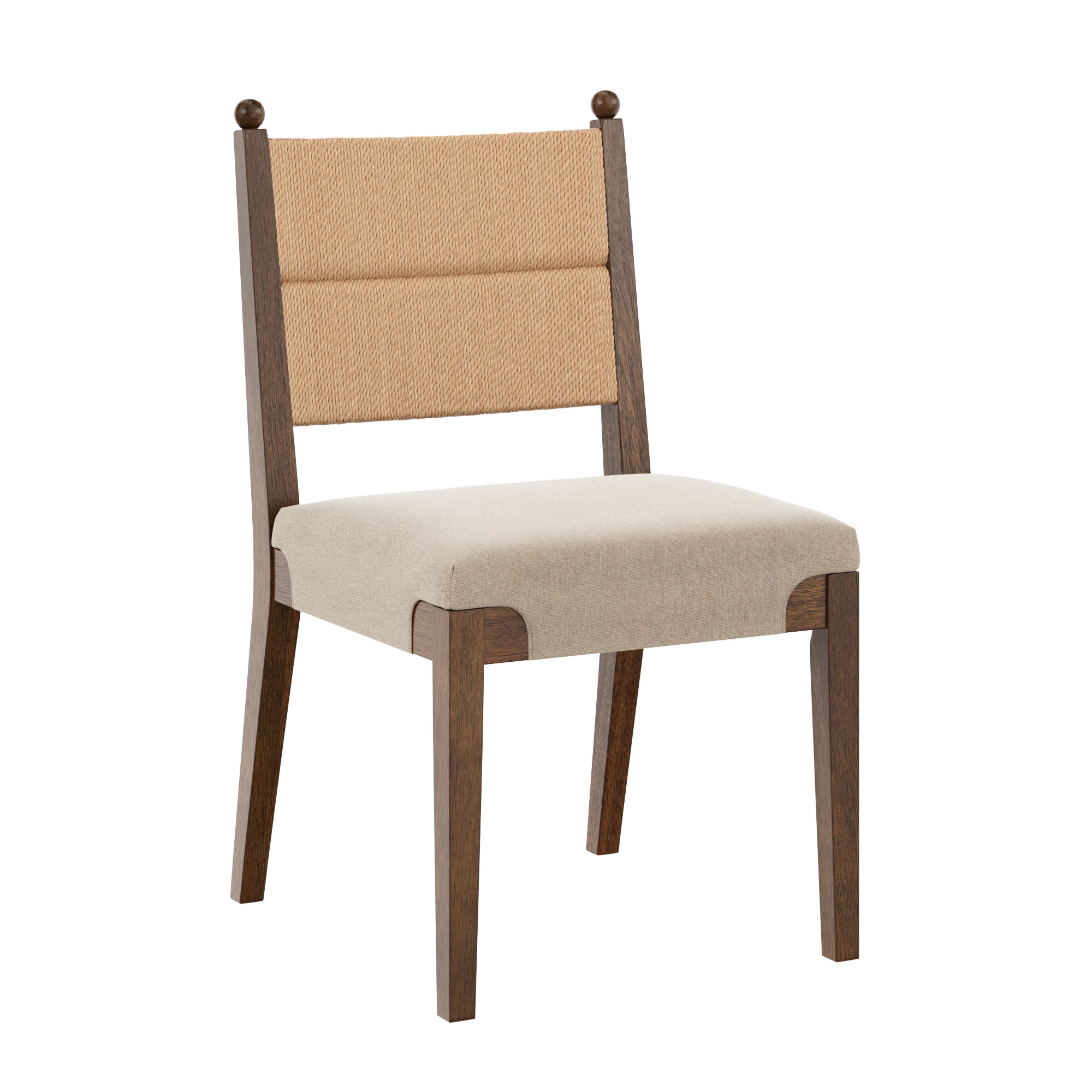 Modern Seagrass Dining Chair Upholstered Flax Dark Brown - Nathan James