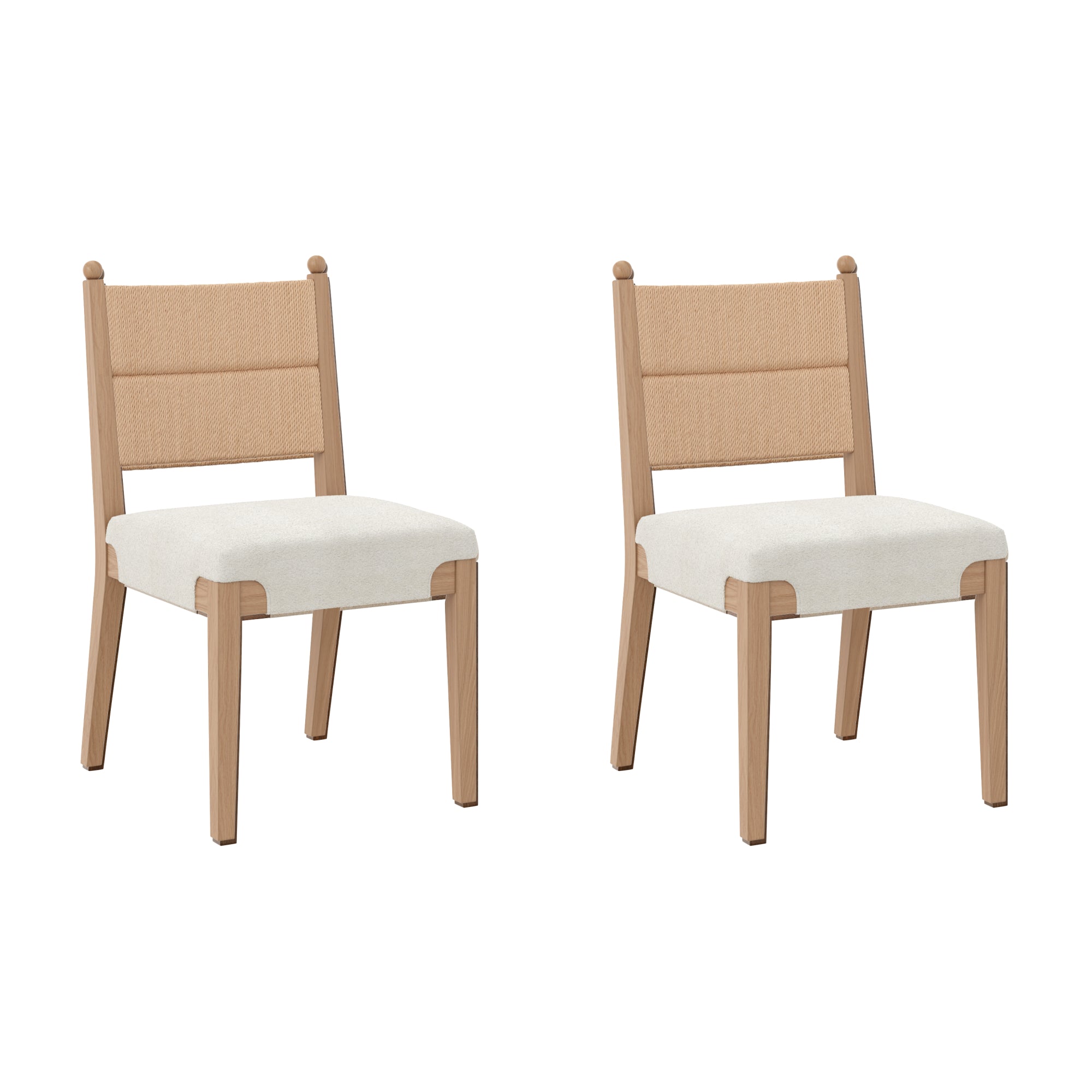 Modern Boucle Seagrass Dining Chair Upholstered Oak (Set of 2) - Nathan James