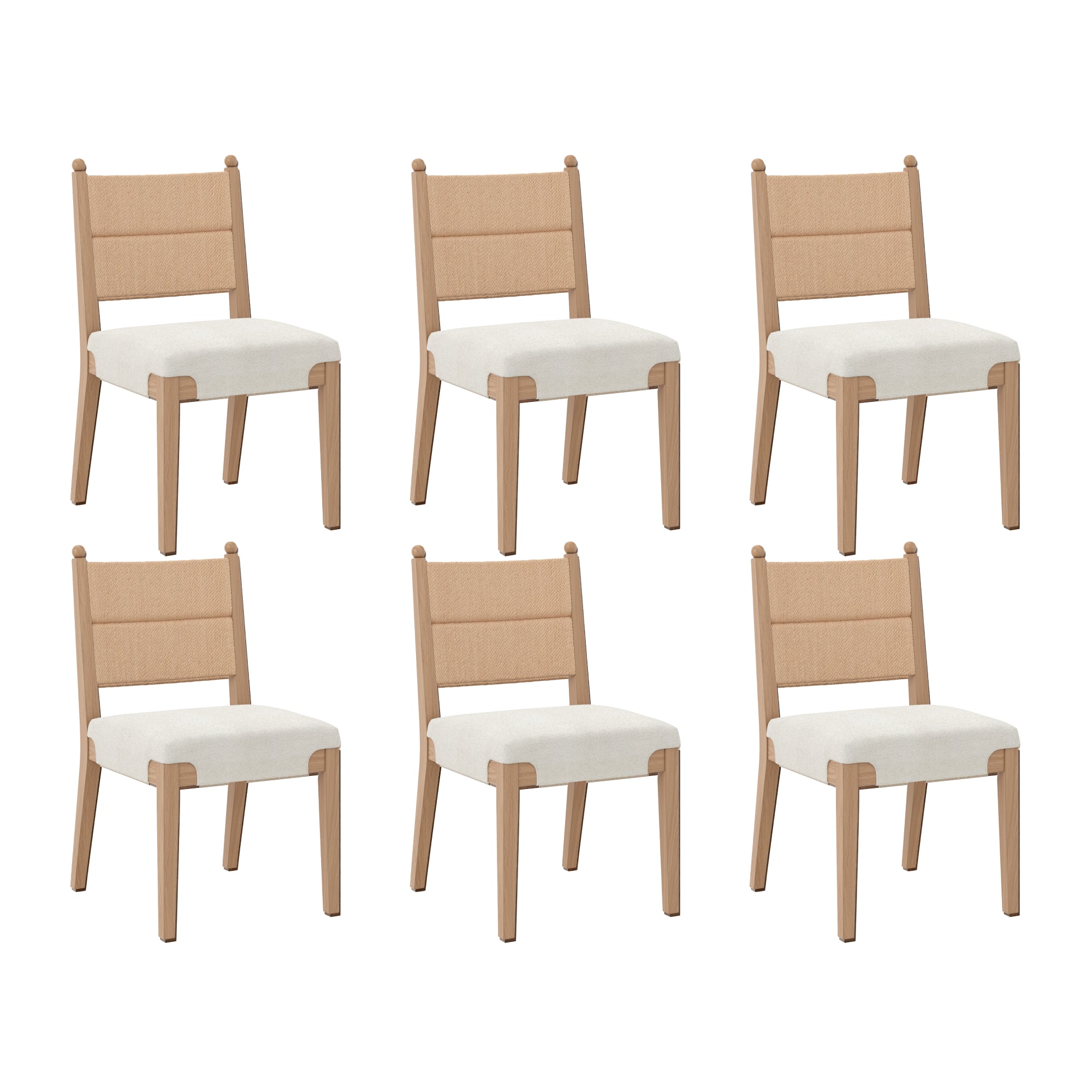 Modern Boucle Seagrass Dining Chair Upholstered Oak (Set of 6) - Nathan James