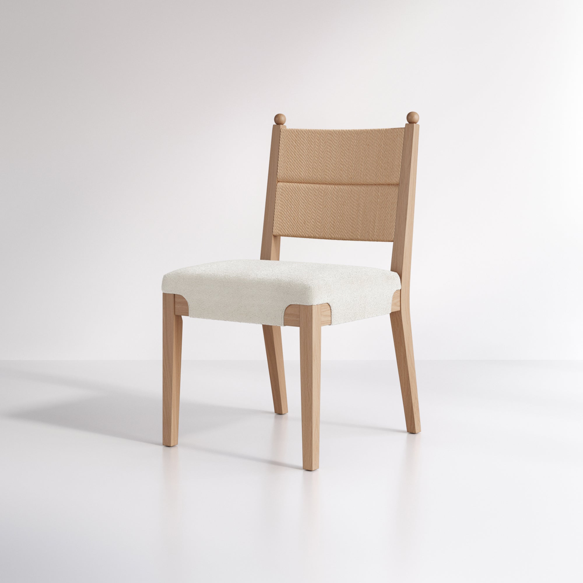 Modern Boucle Seagrass Dining Chair Upholstered Oak - Nathan James