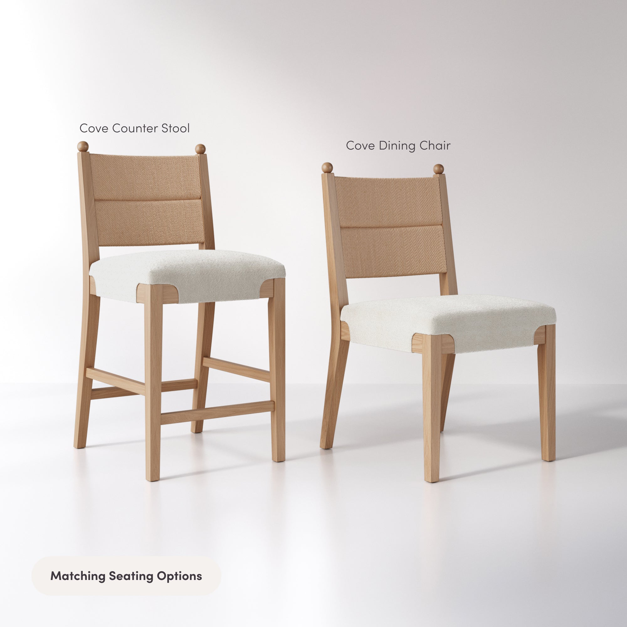 Modern Boucle Seagrass Dining Chair Upholstered Oak (Set of 6) - Nathan James