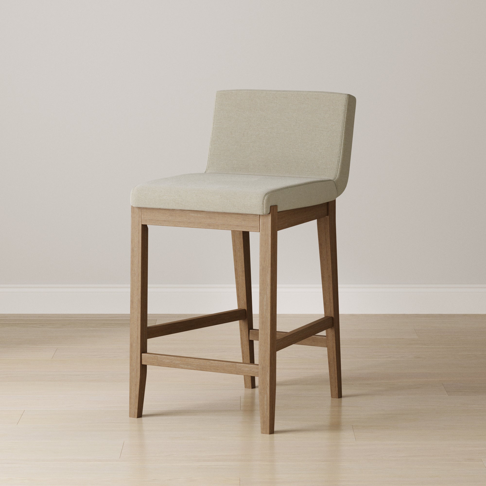 Wood Upholstered Counter Height Bar Stool Light Brown