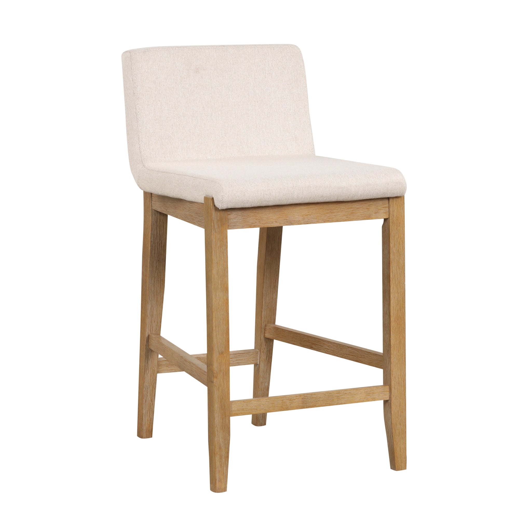 Gracie Modern Wood Flax Upholstered Bar Stool with Back | Nathan James