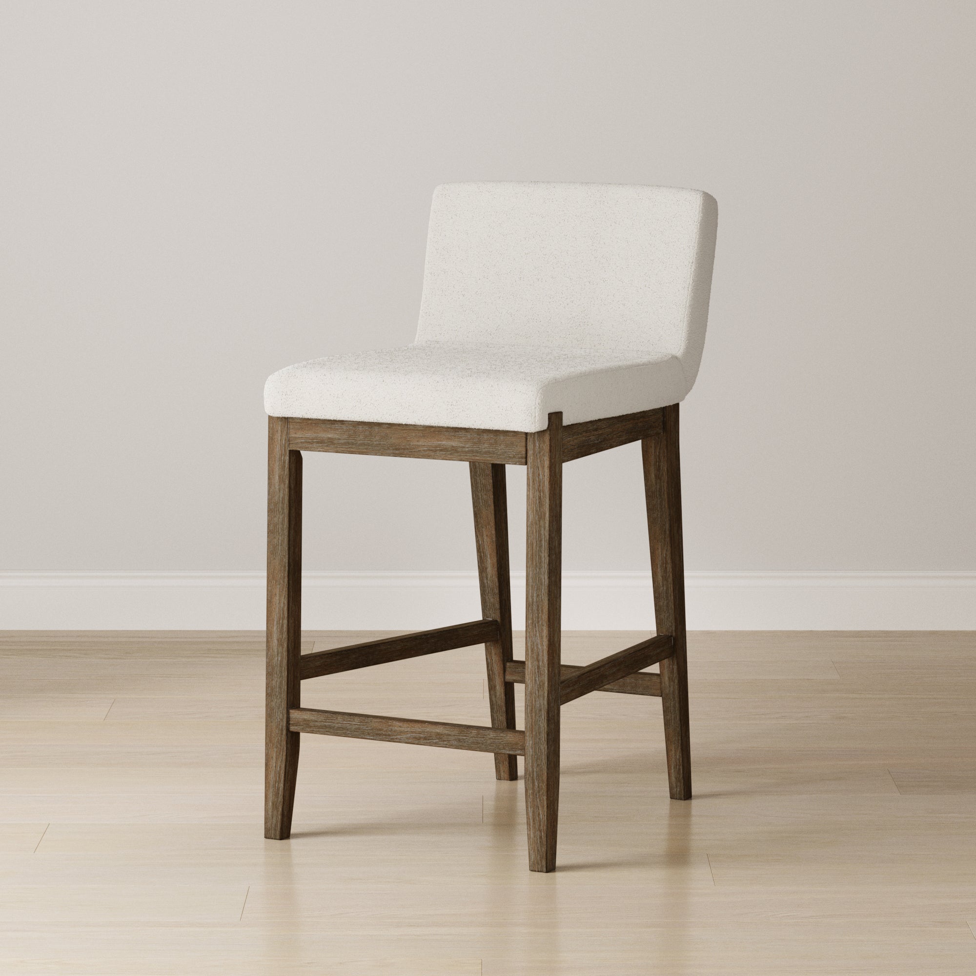 Wood Boucle Counter Height Bar Stool Dark Brown