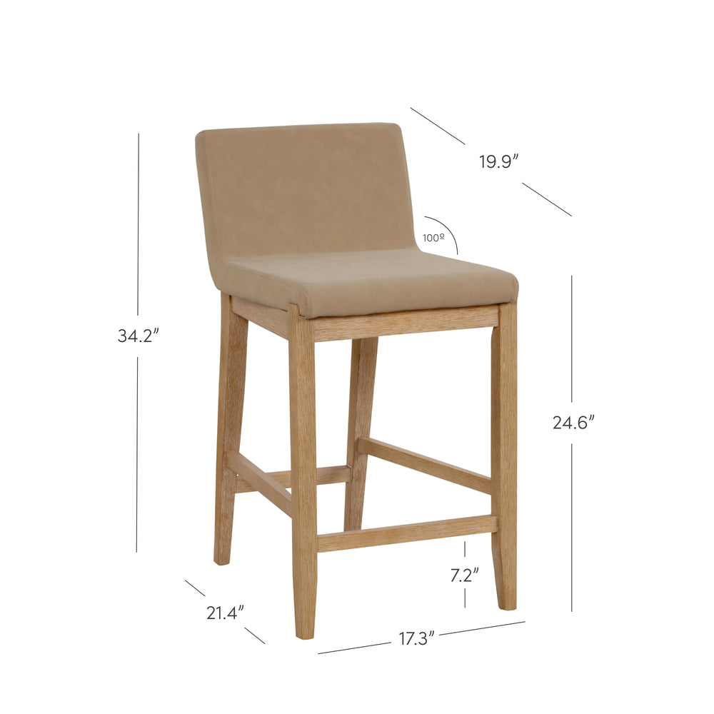 Gracie Modern Wood Upholstered Bar Stool with Back | Nathan James