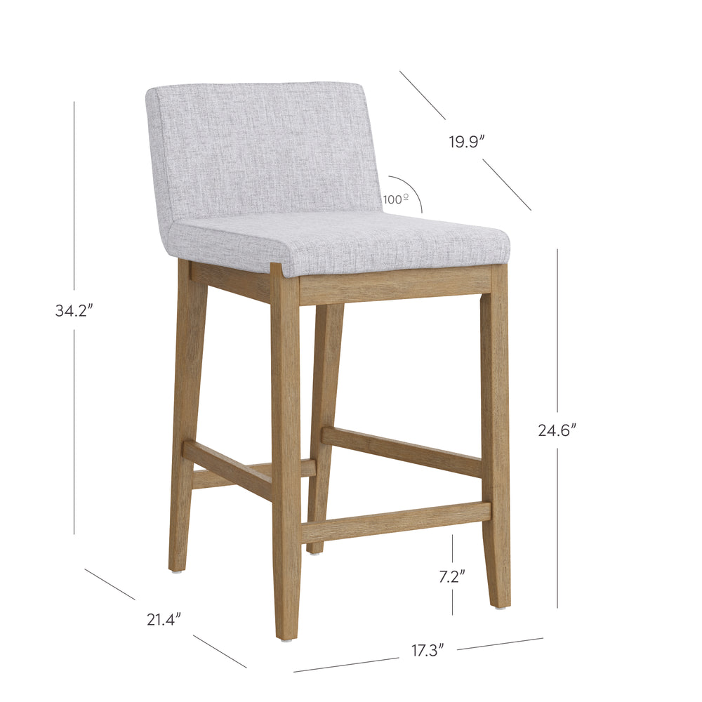 Gracie Bar Stool Upholstered Gray Counter Height | Nathan James