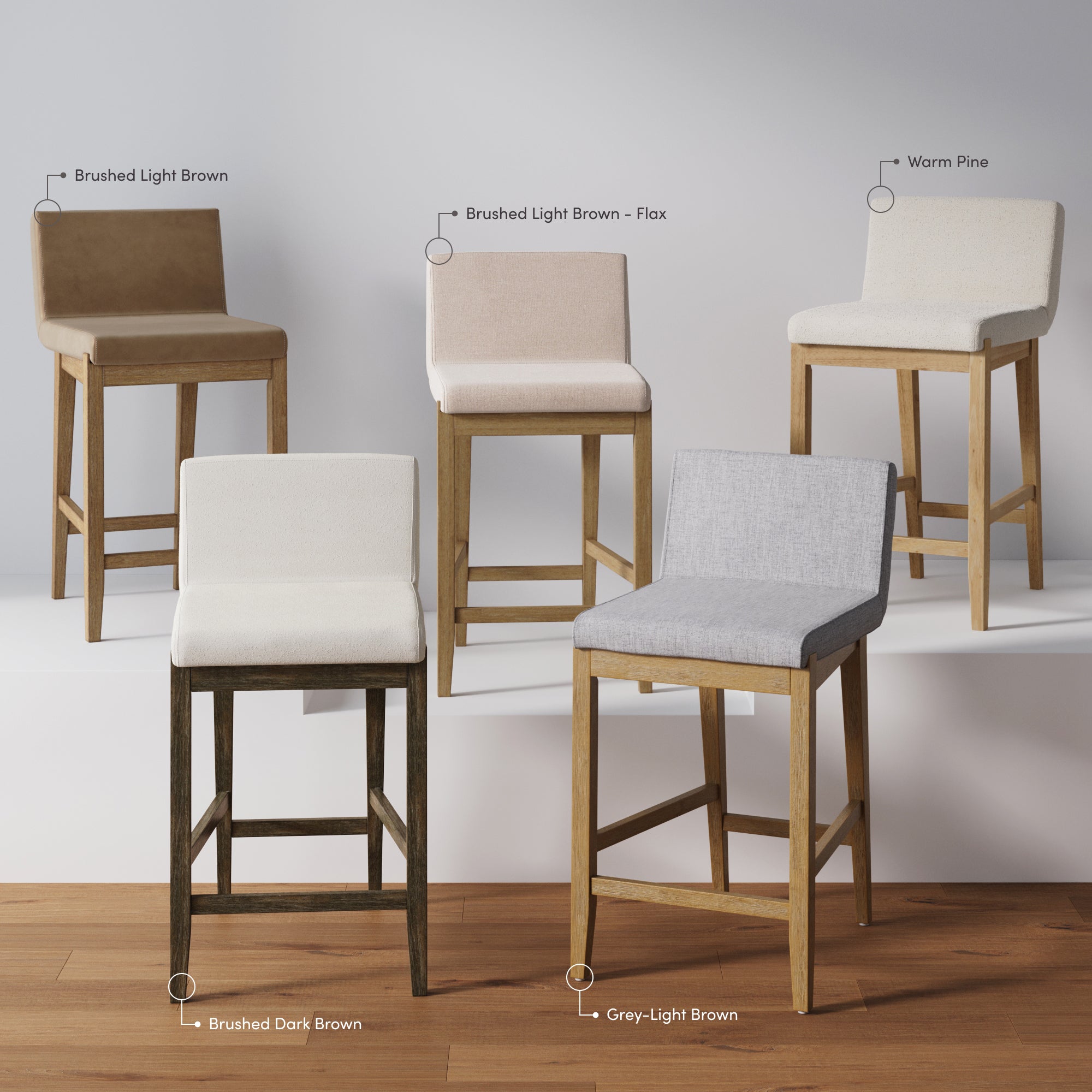 Gracie Set of 4 Flax Upholstered Bar Stool with Back | Nathan James
