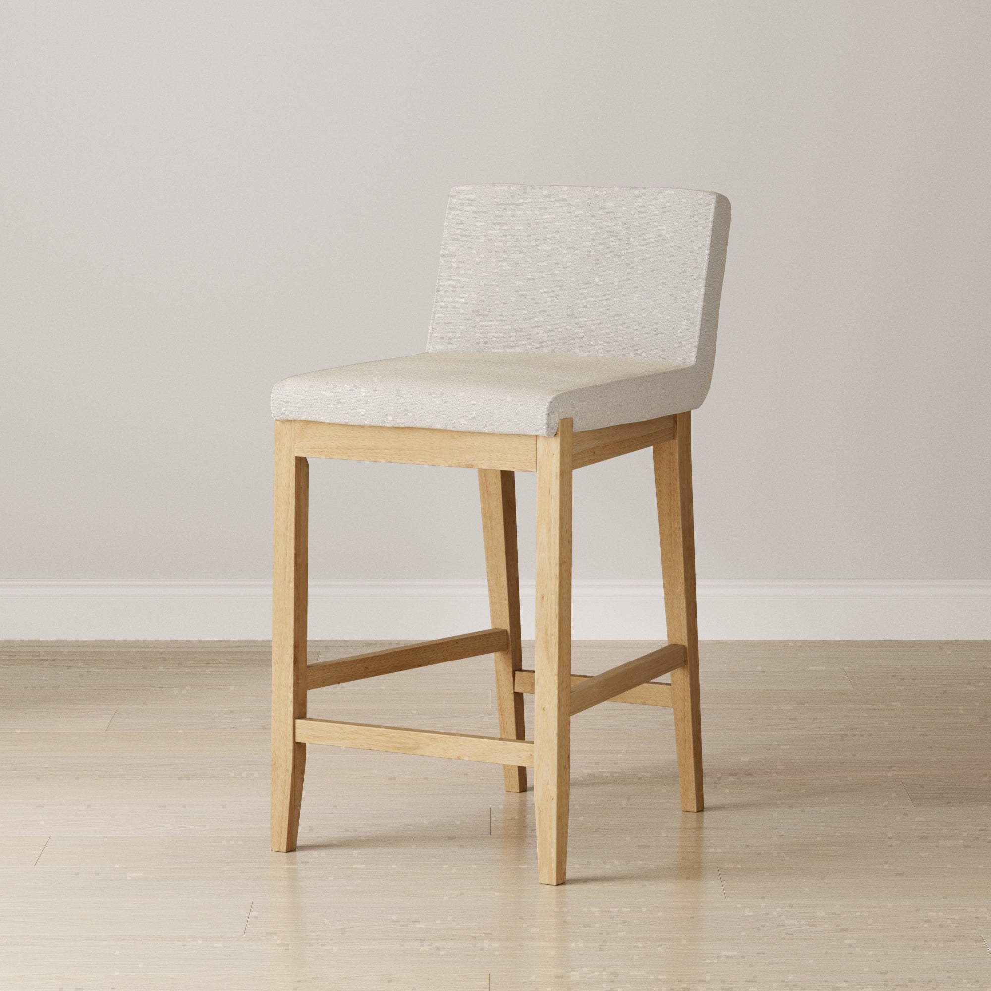 Wood Boucle Counter Height Bar Stool Warm Pine