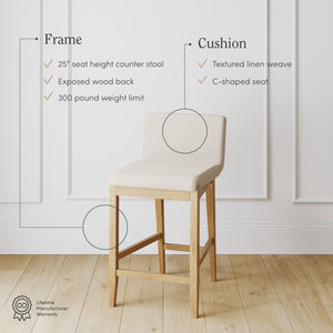 Gracie Modern Warm Pine Wood Bar Stool with Back | Nathan James