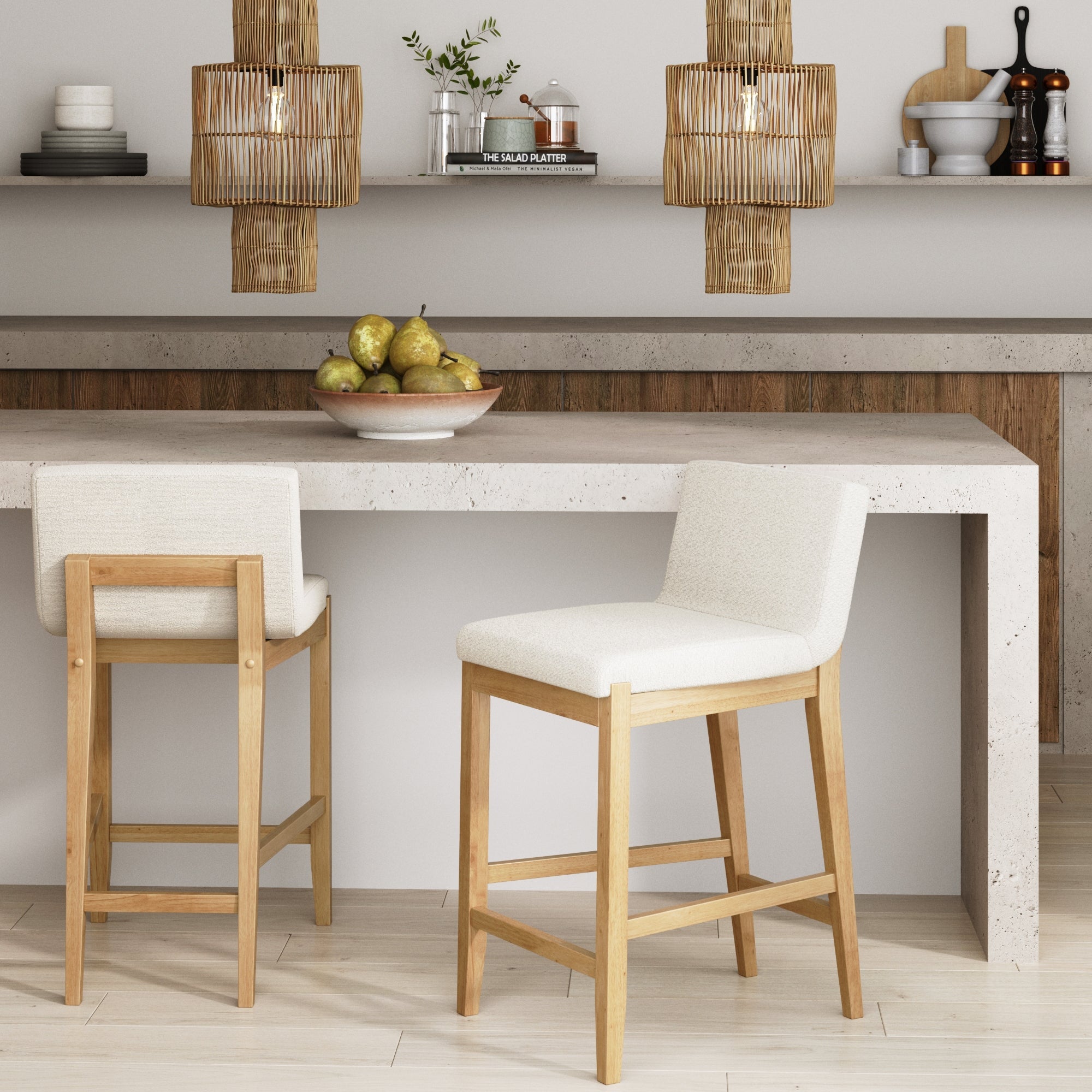 Boucle Counter Stools Warm Pine (Set of 2)