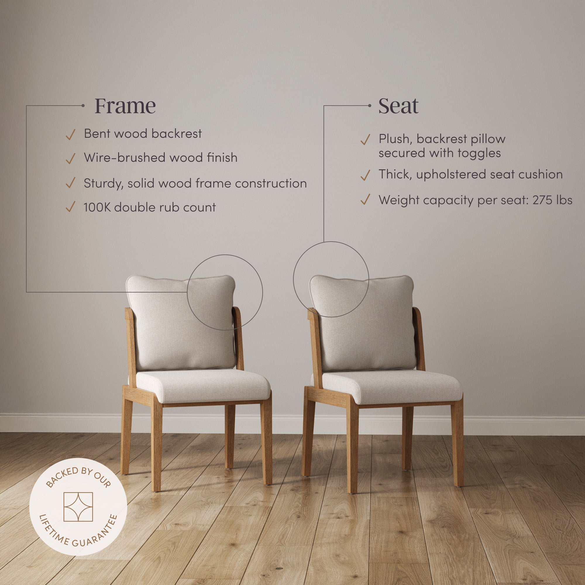 Scandinavian Dining Chair with Back Light Brown (Set of 6) - Nathan James