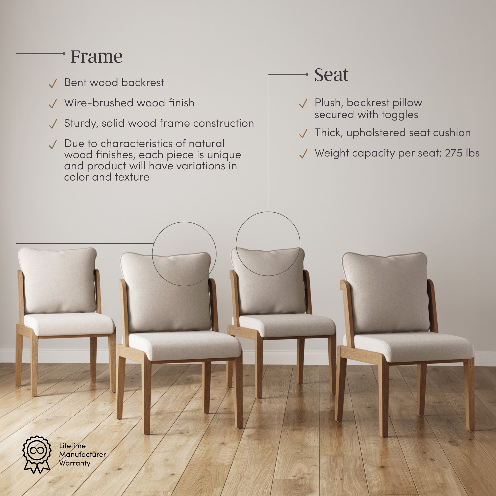 Chuck Dining Chair Scandinavian Light Brown Set of 4 | Nathan James