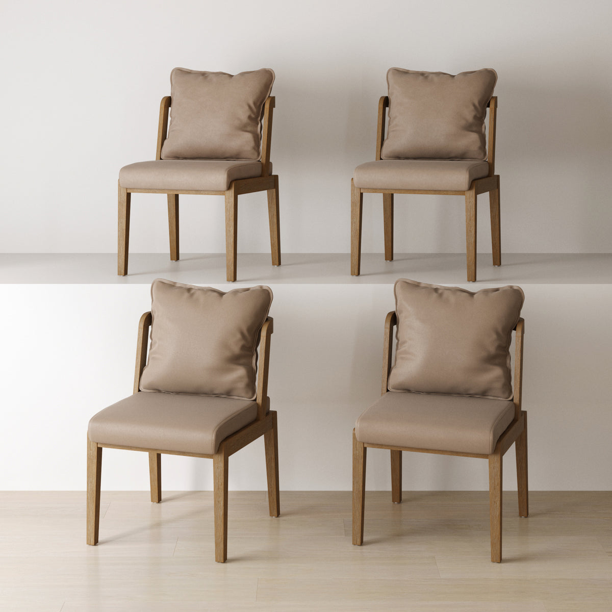 Modern Wood Faux Leather Dining Chair (Set of 4) - Nathan James