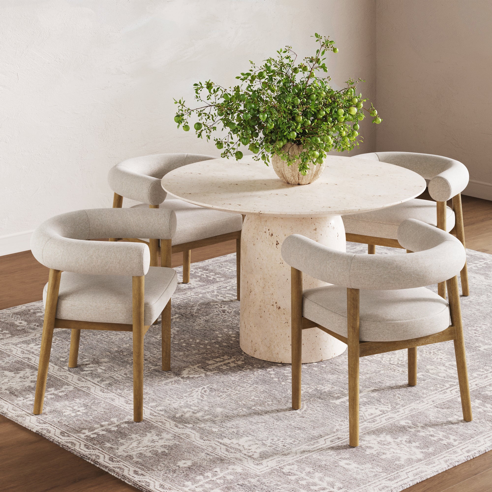 Modern Upholstered Curved Back Dining Chair Flax/Light Brown (Set of 4) - Nathan James