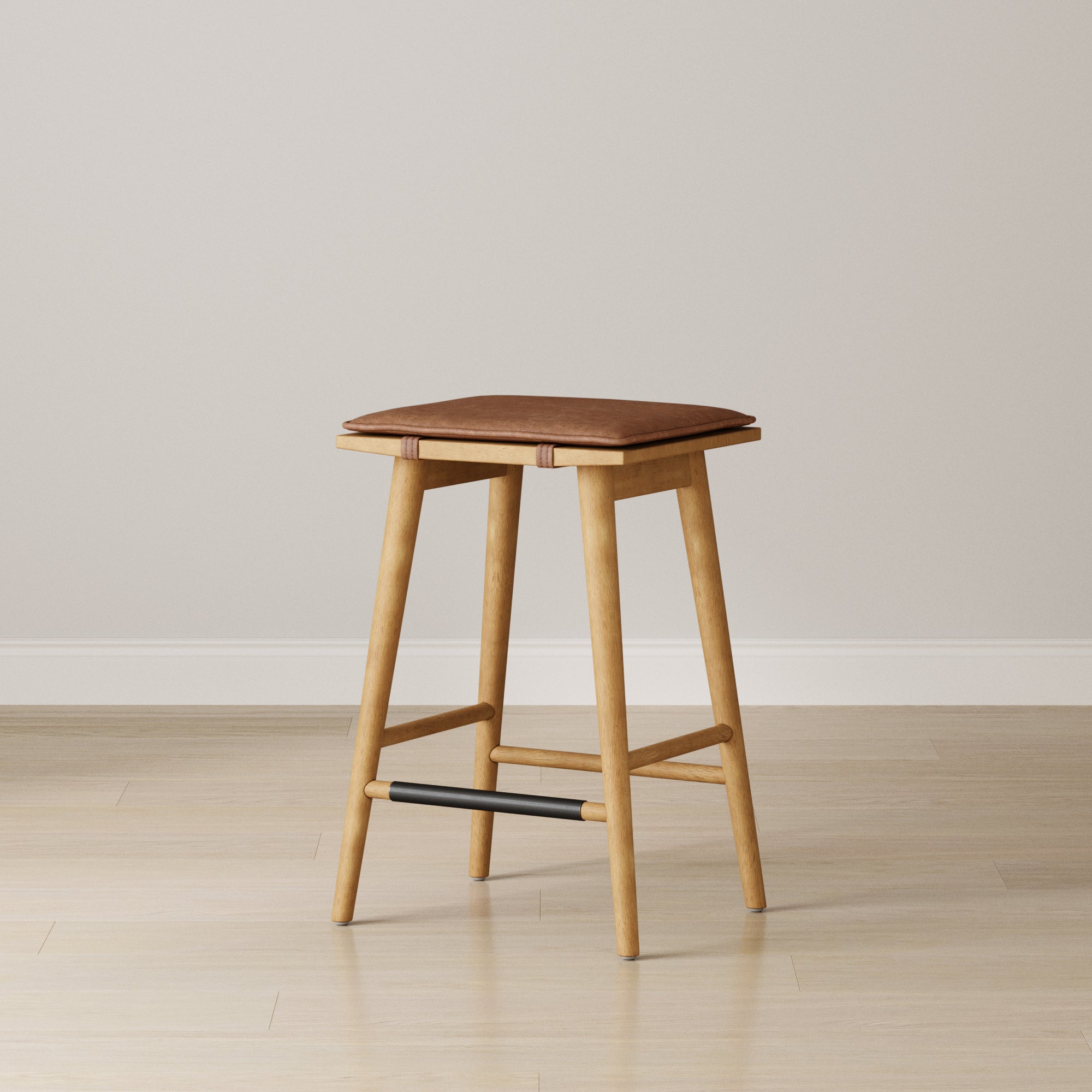 Wood Cushioned Counter Height Bar Stool Warm Pine