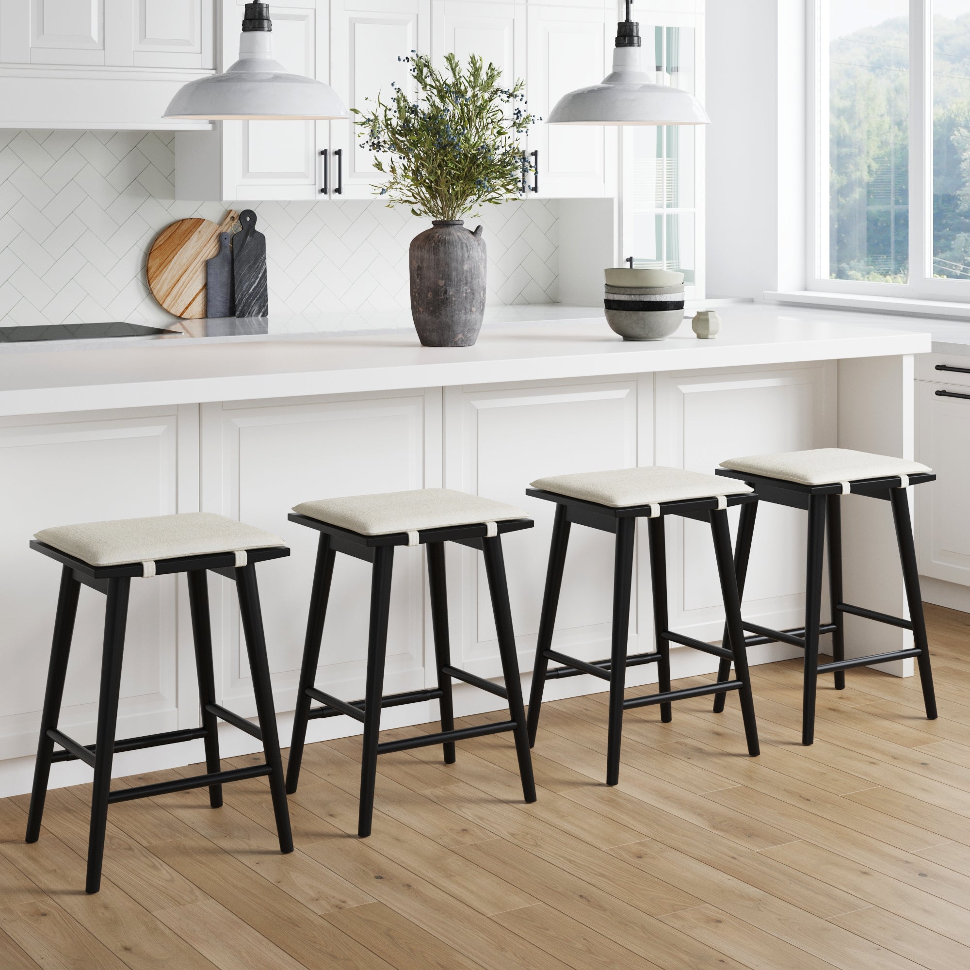 Boucle Counter Stools Black (Set of 4)