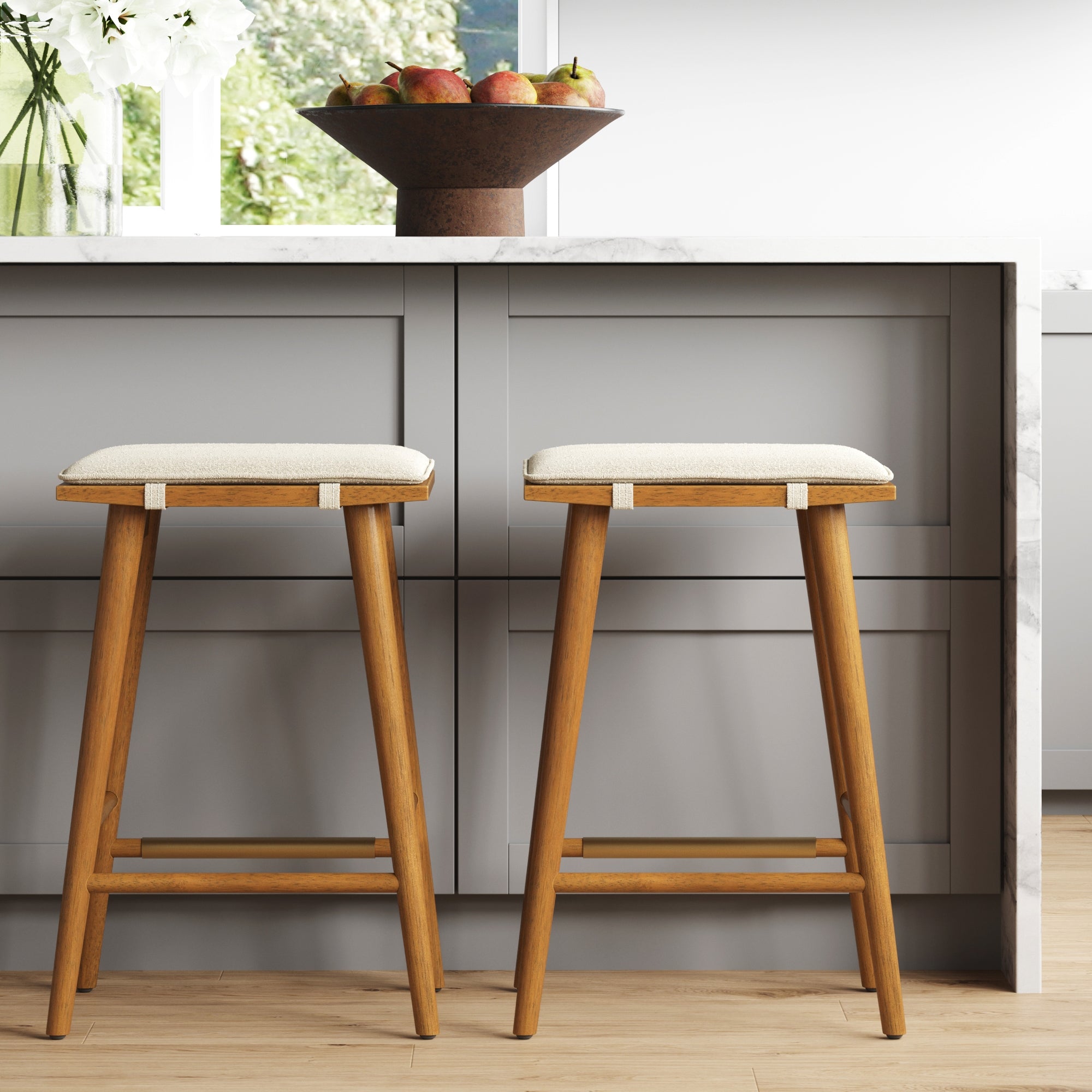 Boucle Counter Stools Brown (Set of 2)