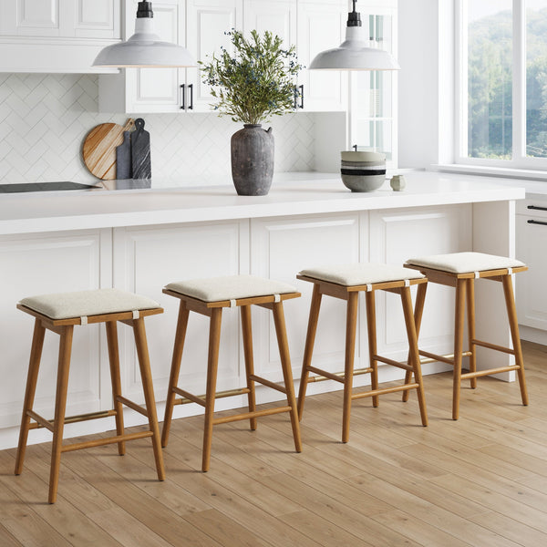 Set of 4 Boucle Counter Bar Stools Brown