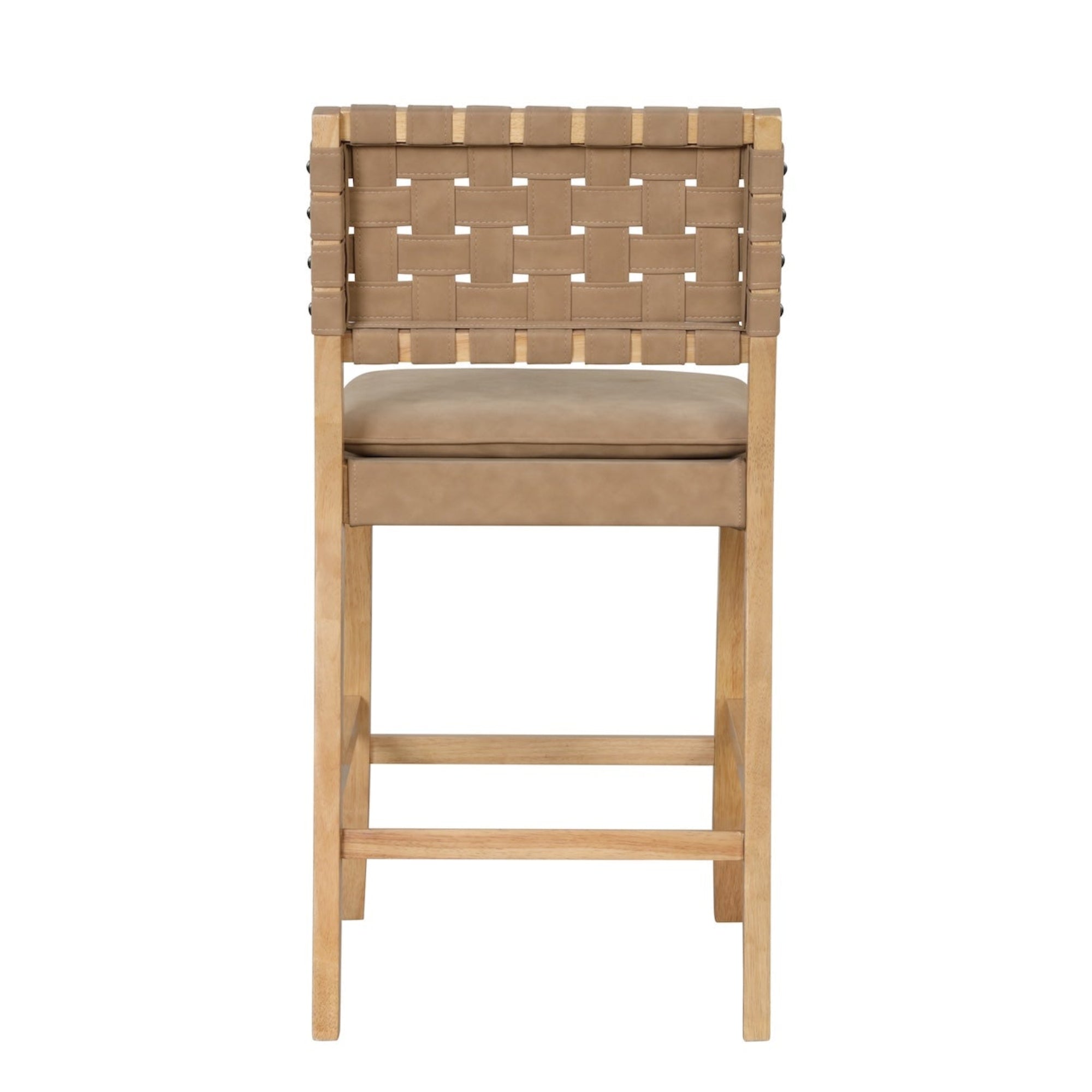 Cohen Set of 4 Wood Light Brown Bar Stool with Back | Nathan James