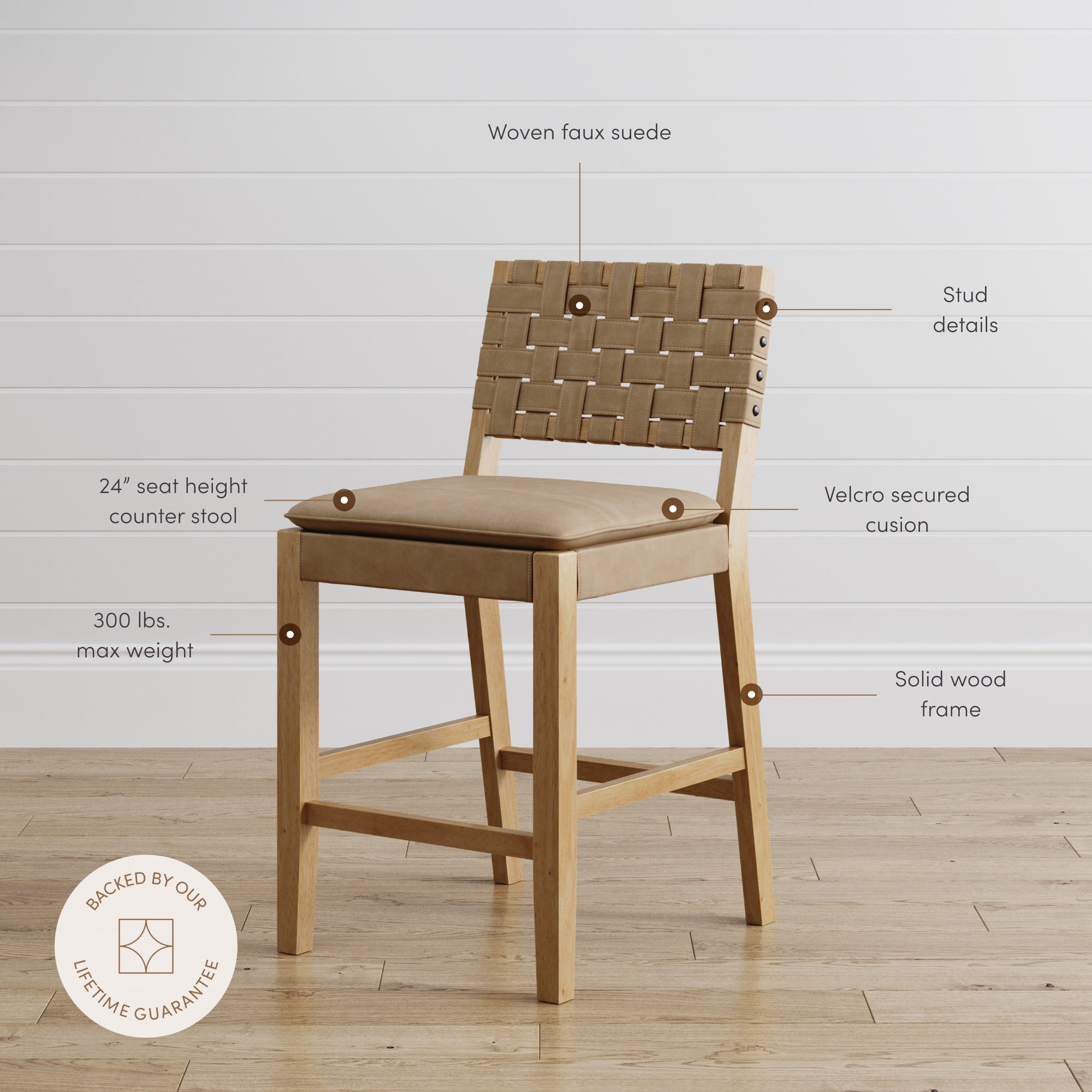 Woven Counter Height Bar Stools Brown (Set of 3) - Nathan James
