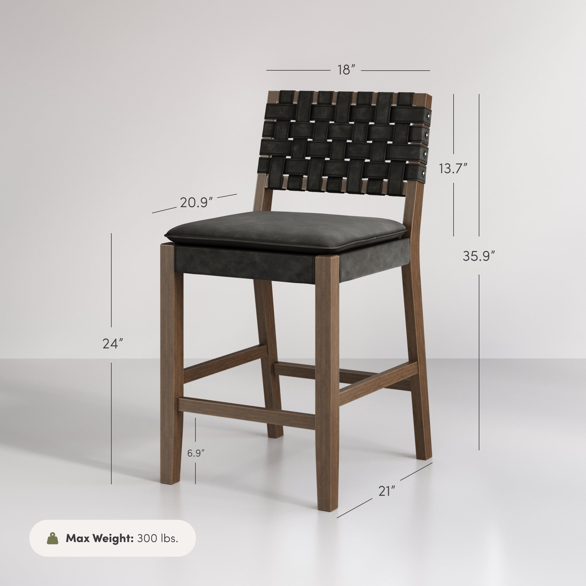 Cohen Mid-Century Modern Graphite Bar Stool with Back | Nathan James