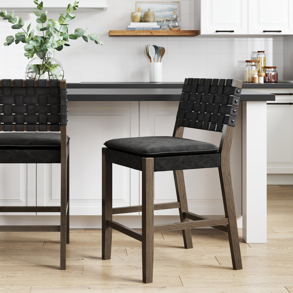 Cohen Mid-Century Modern Graphite Bar Stool with Back | Nathan James