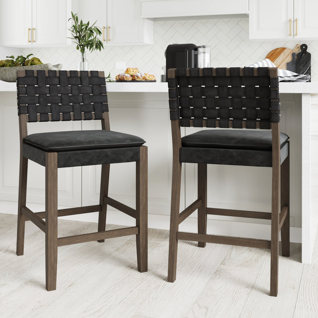Faux Suede Woven Counter Height Bar Stools