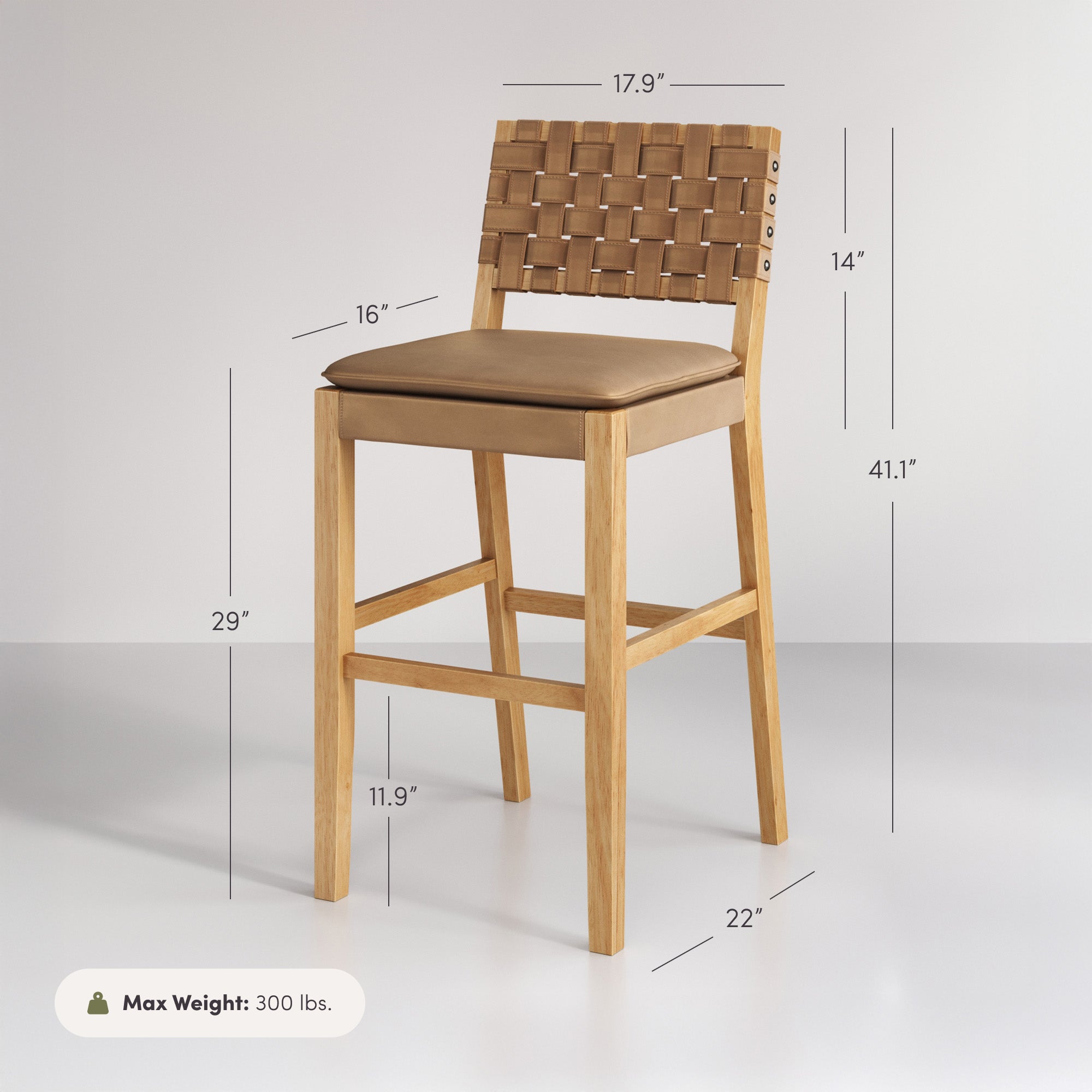 Cohen Mid-Century Modern Wood Bar Stool With Back Brown | Nathan James